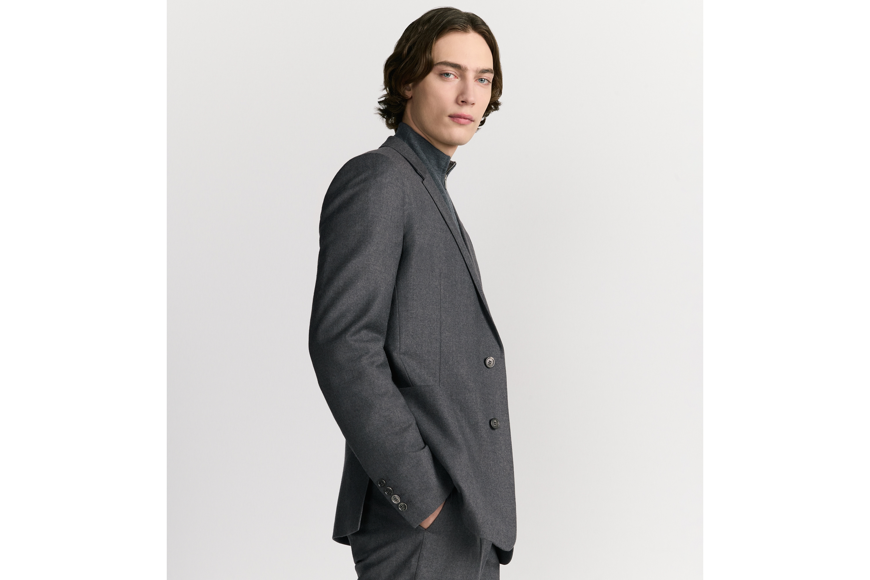 look_image_alt_prefix Chaqueta con interior Dior Oblique Franela de lana virgen gris E21