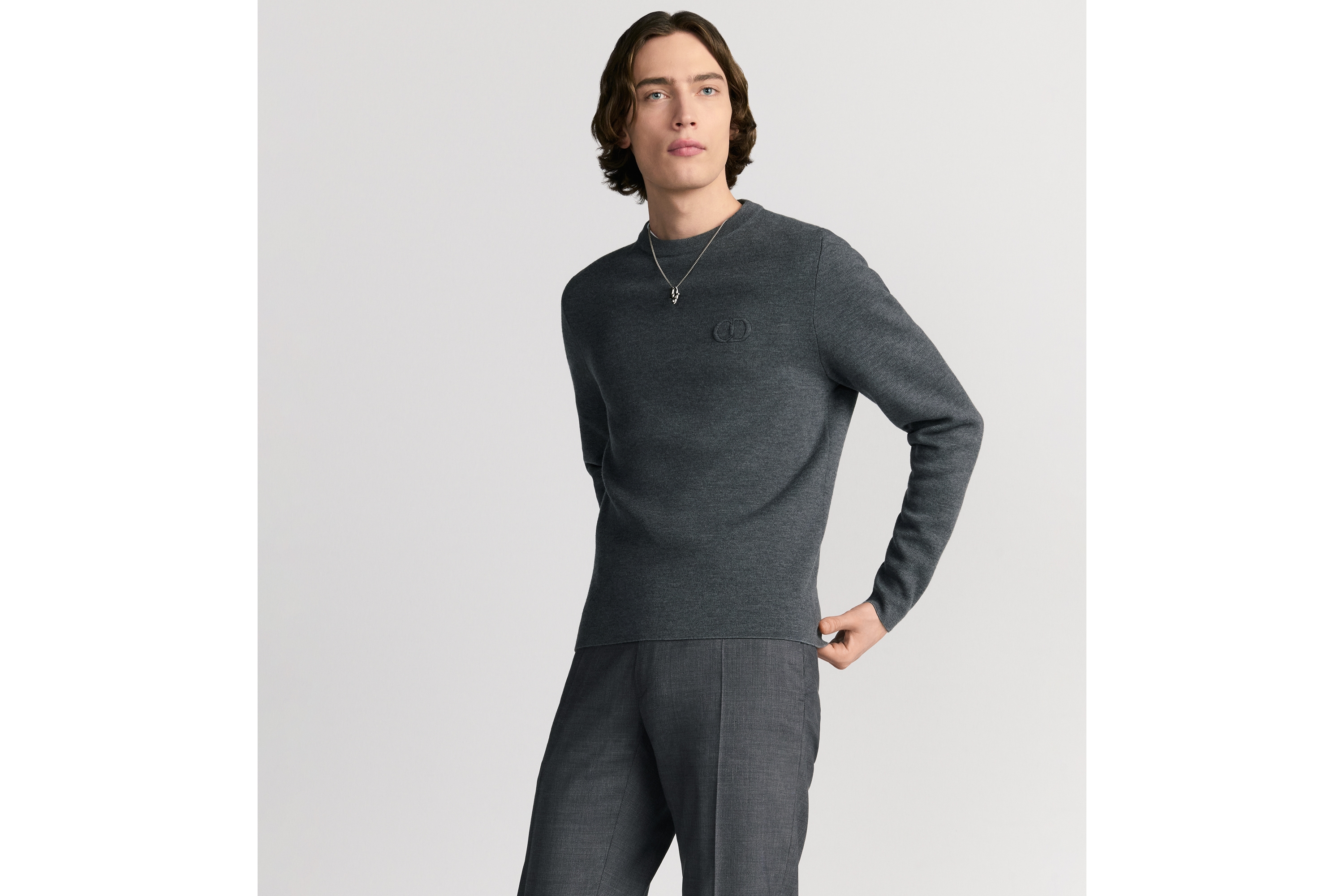 look_image_alt_prefix Suéter CD Icon Malha Punto Milano de lã virgem cinza E07