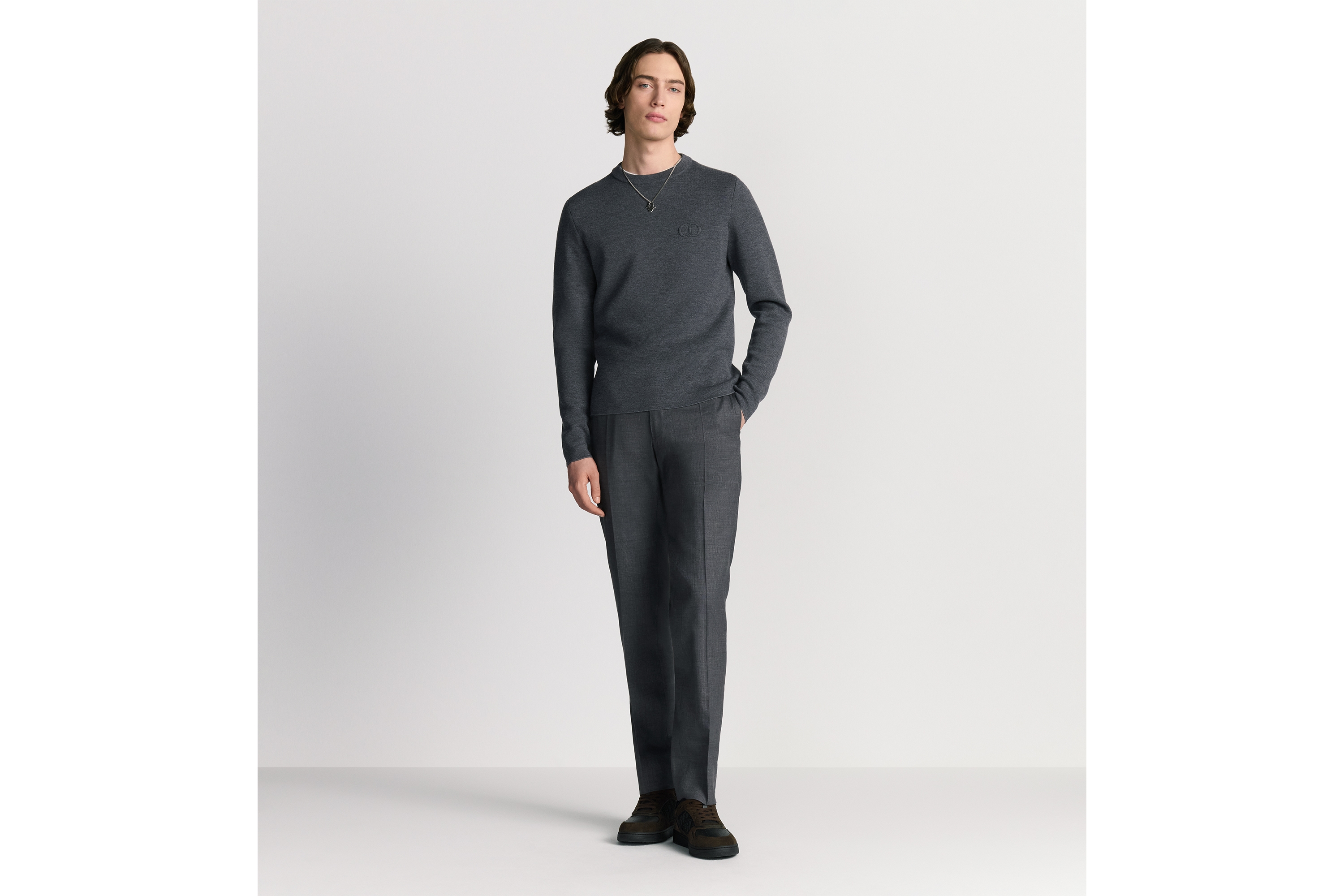 look_image_alt_prefix Suéter CD Icon Malha Punto Milano de lã virgem cinza E08