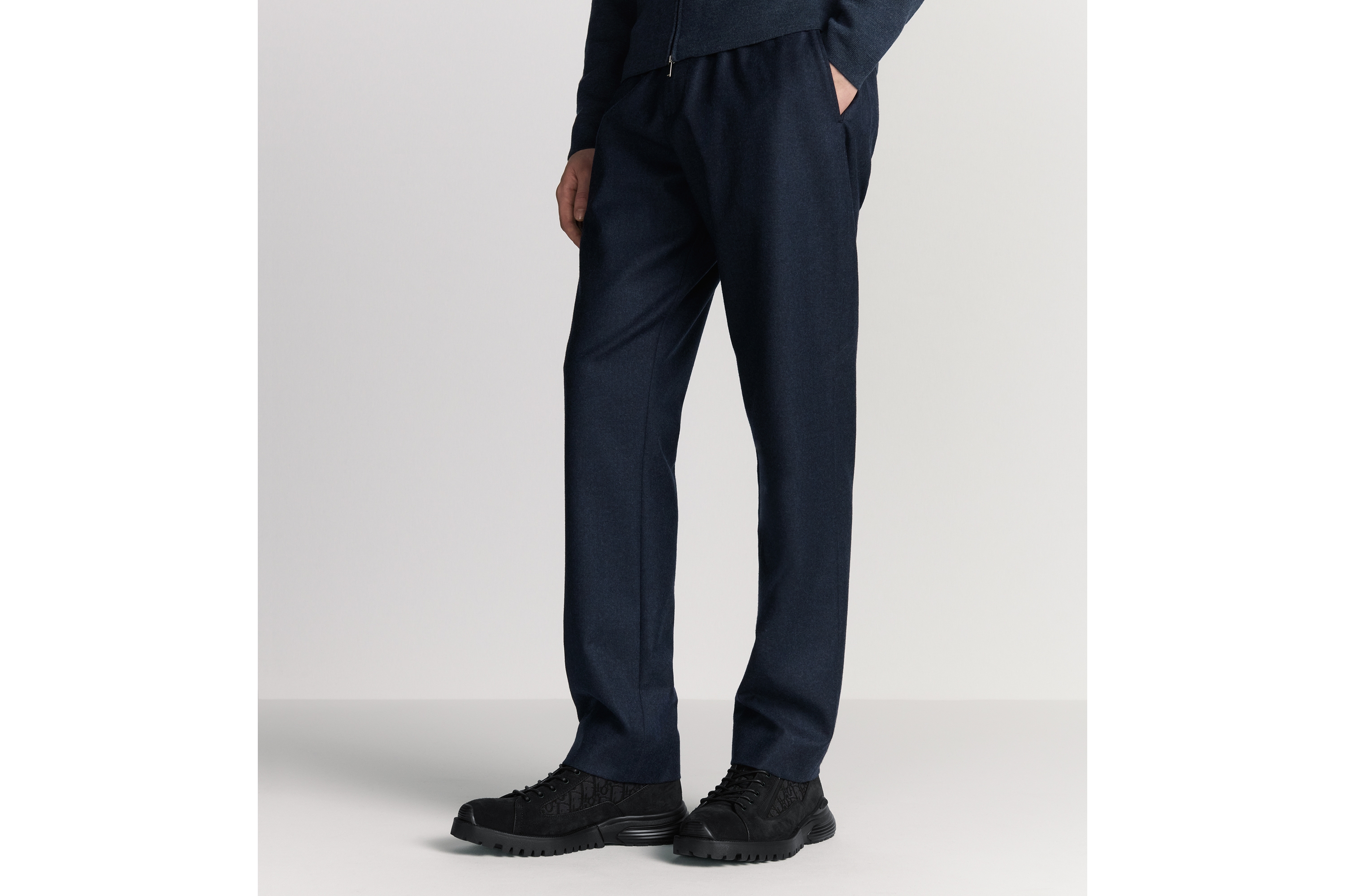 Look Tailored Track Pants with Christian Dior Couture Tag Navy Blue Virgin Wool E13