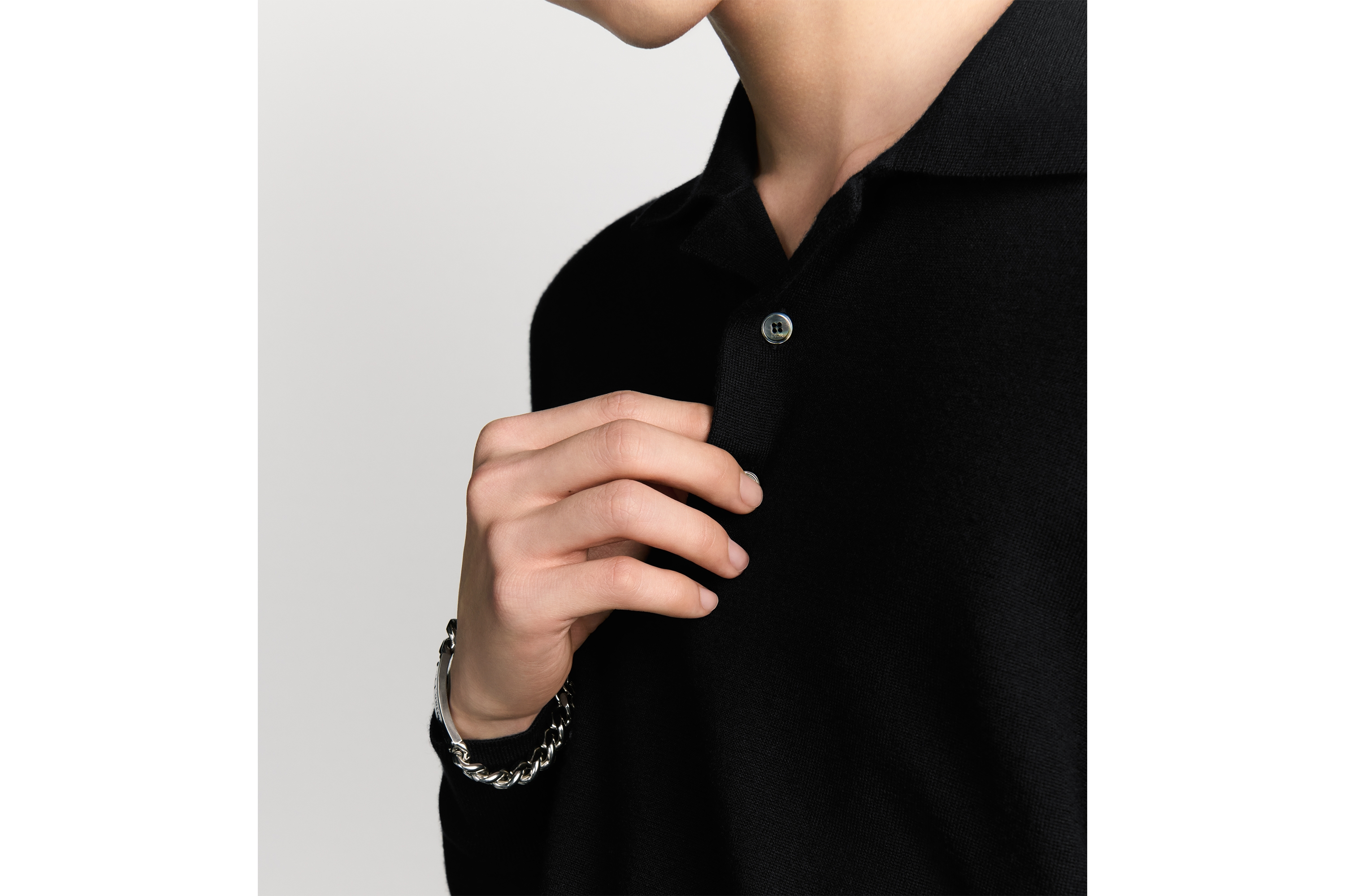Look CD Icon Long-Sleeved Polo Shirt Black Cashmere Jersey E10