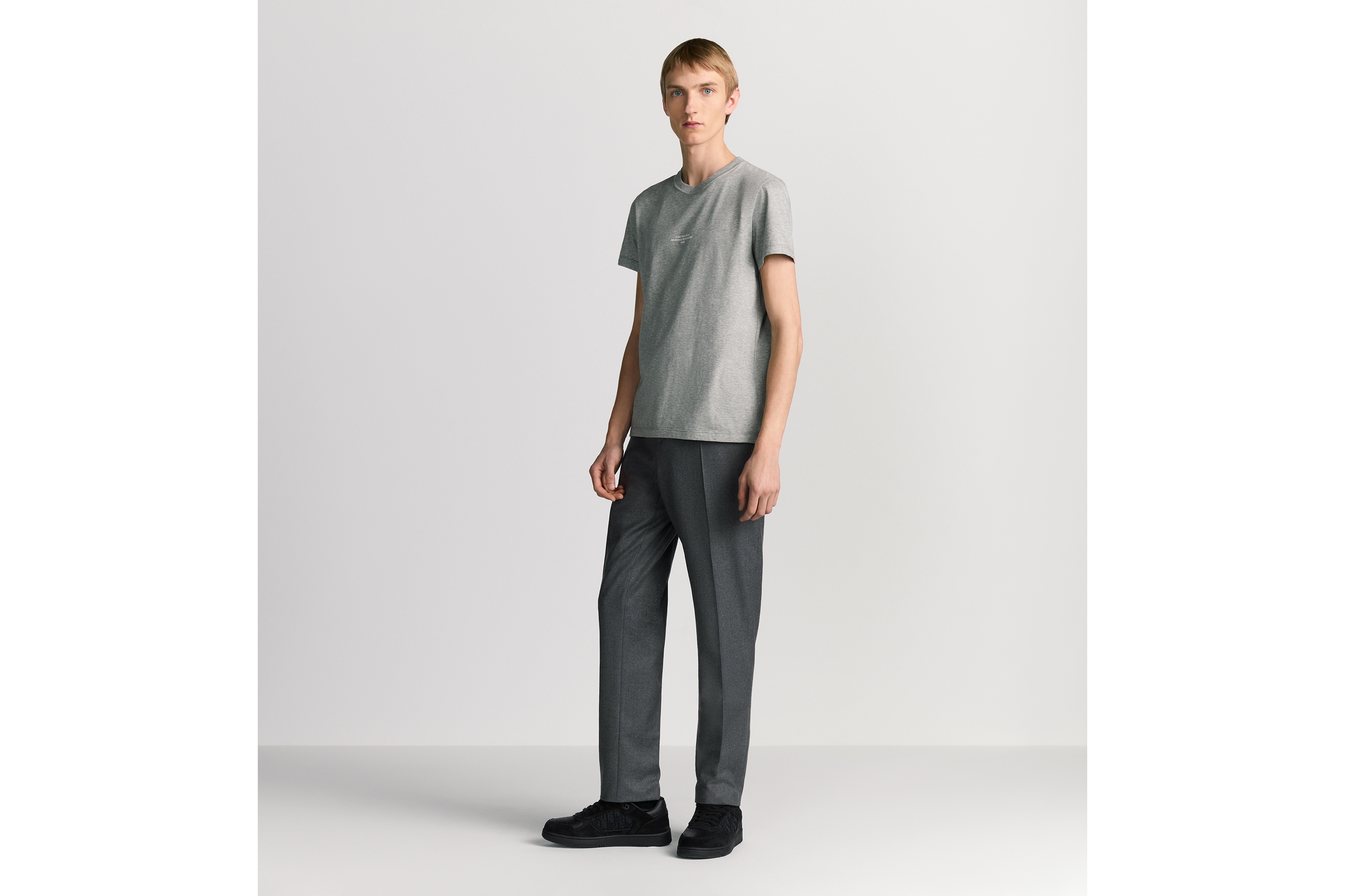 look_image_alt_prefix Regular-fit T-shirt met Dior Montaigne-kenmerk Grijze katoenjersey E08