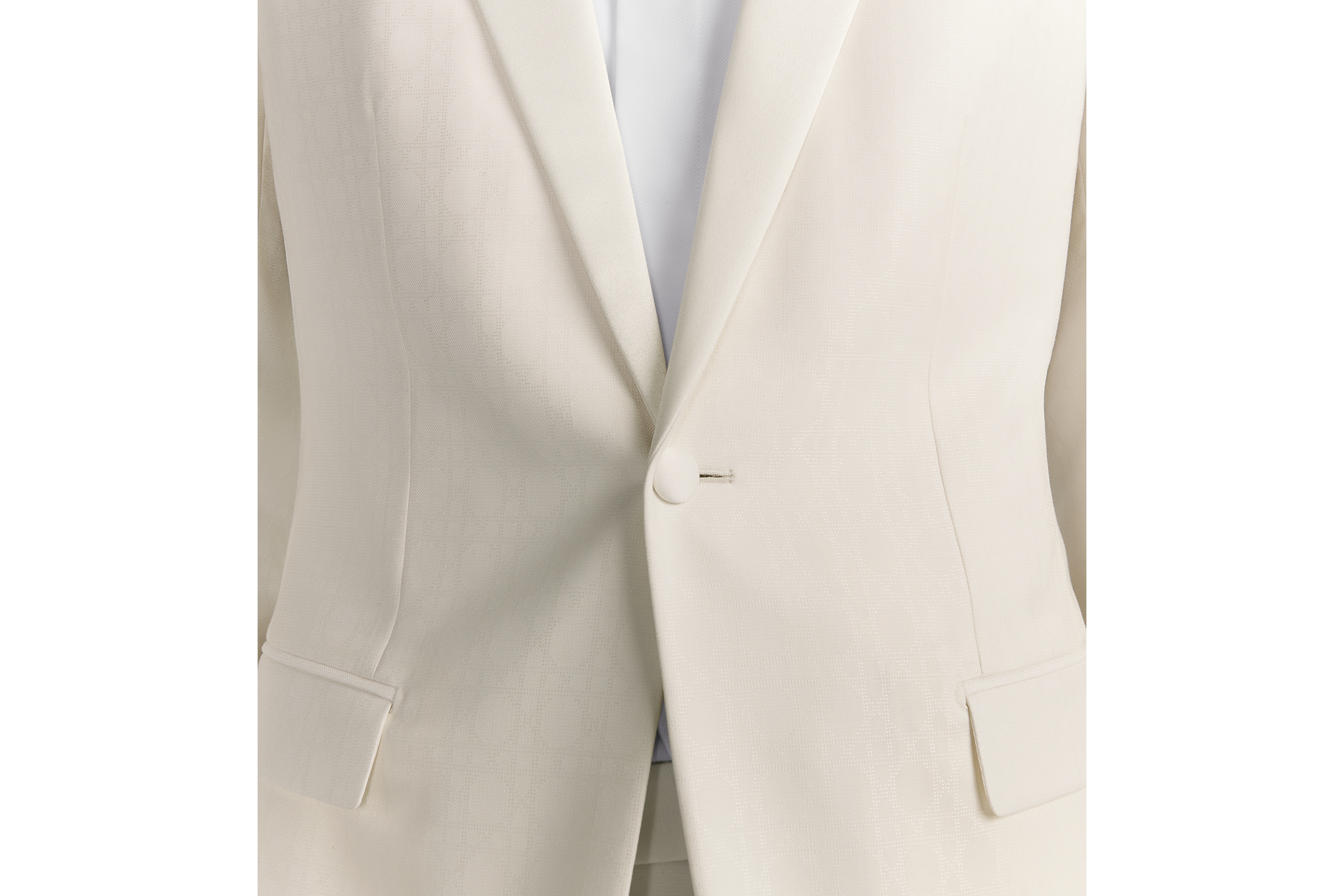 Cannage Tuxedo White Virgin Wool and Silk Jacquard E04