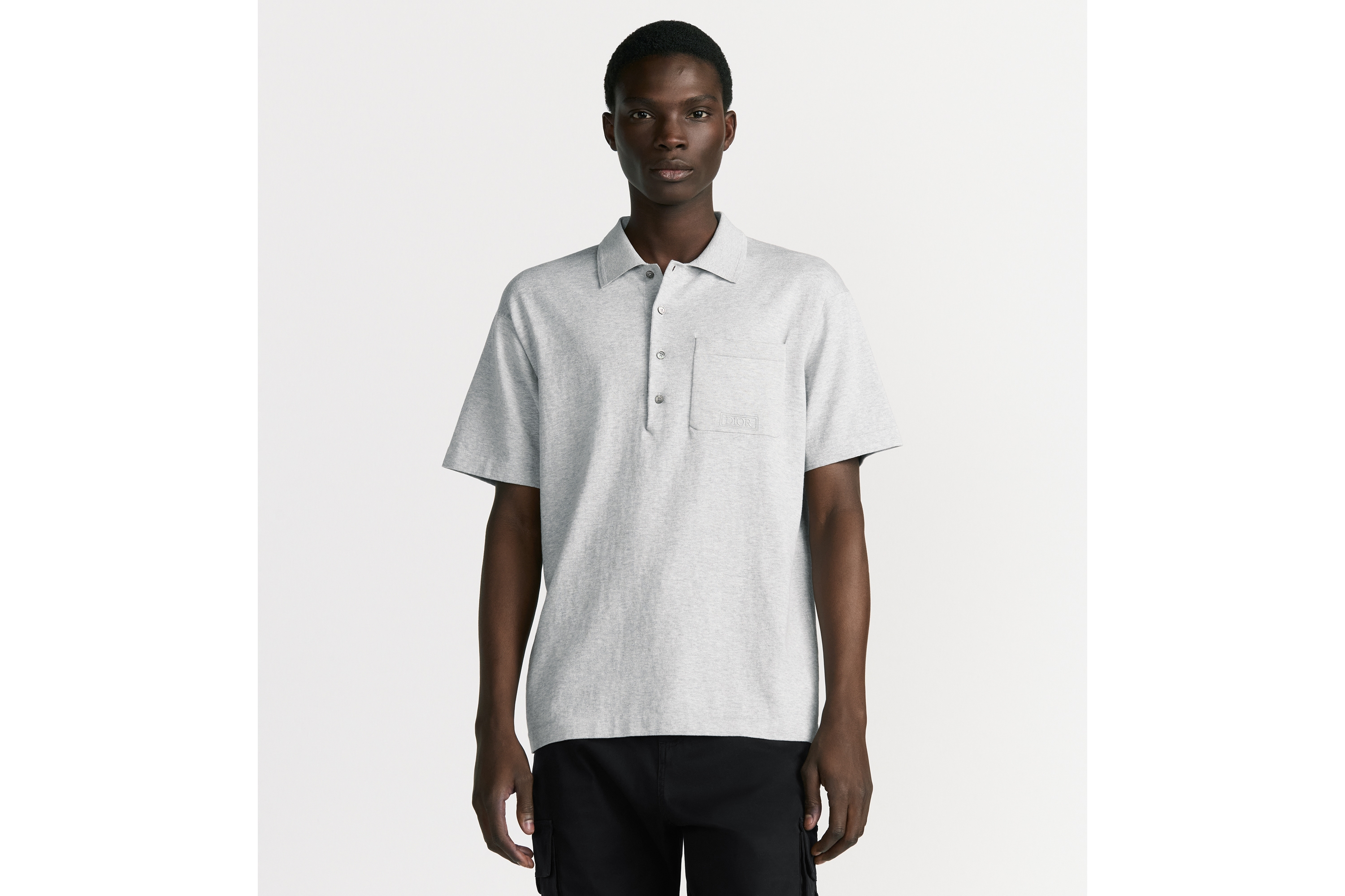 look_image_alt_prefix Dior Icons Poloshirt Baumwoll- und Seidenjersey in Grau E07