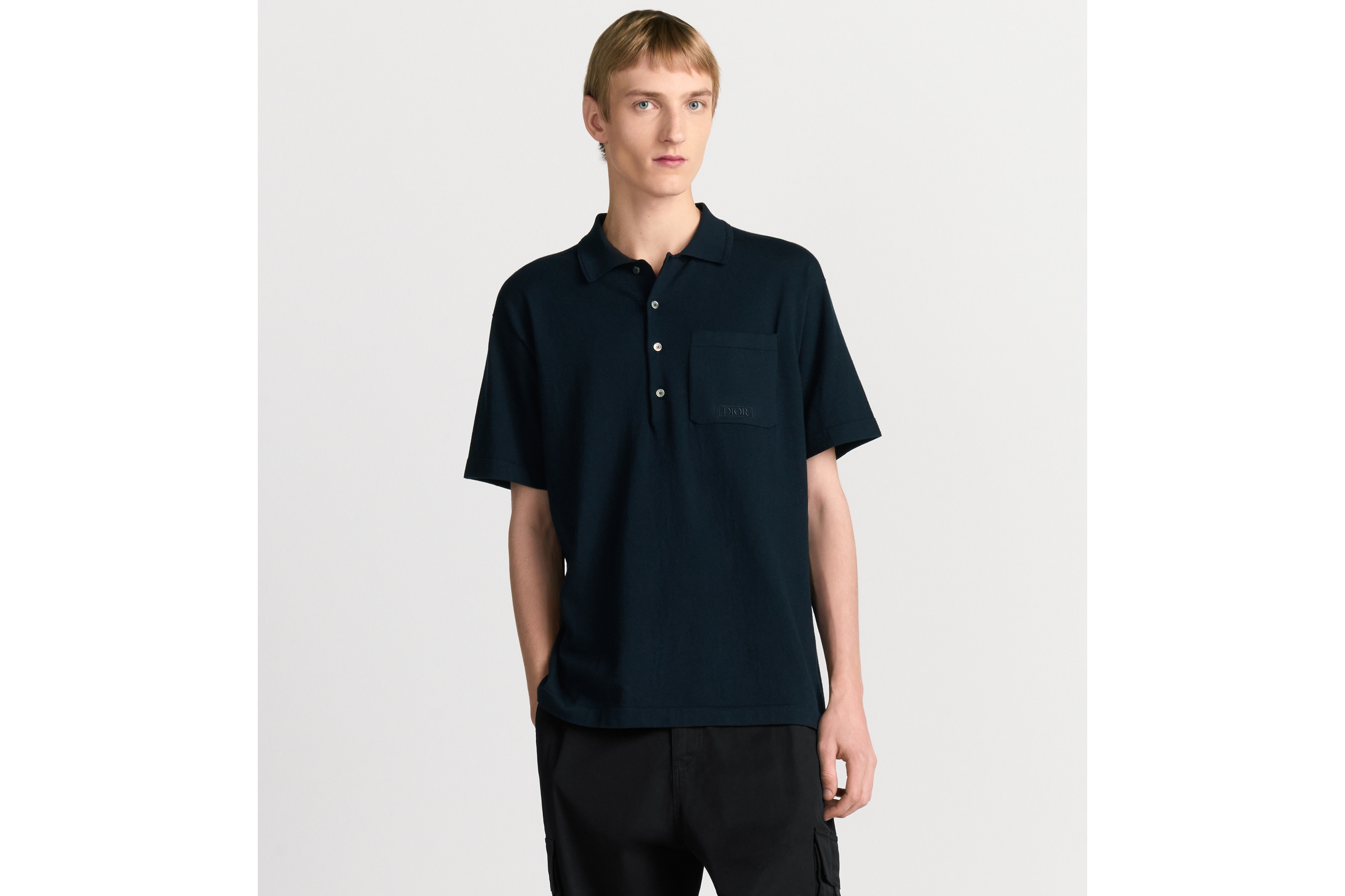 look_image_alt_prefix Dior Icons Poloshirt Baumwoll- und Seidenjersey in Marineblau E07