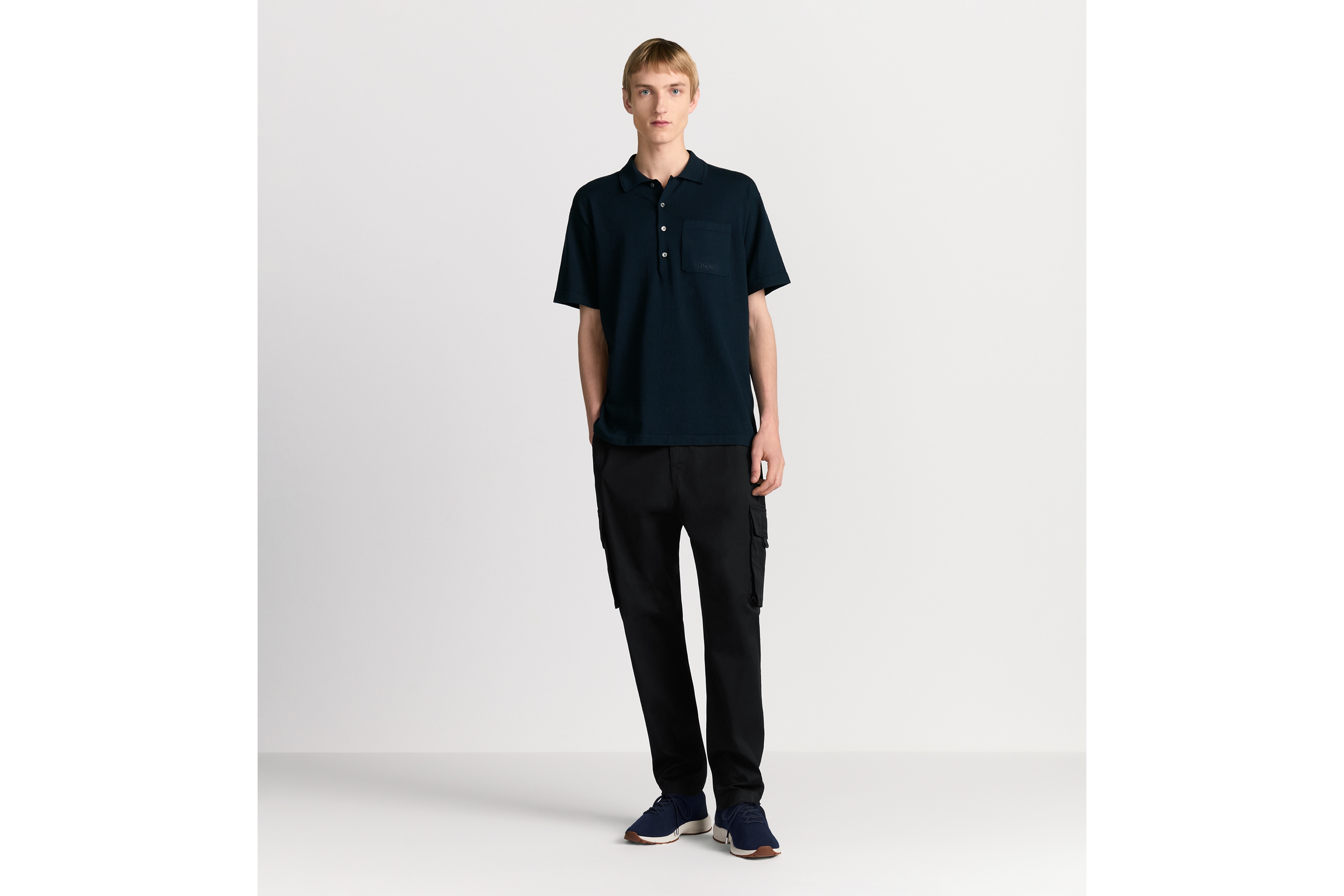 look_image_alt_prefix Dior Icons Poloshirt Baumwoll- und Seidenjersey in Marineblau E08
