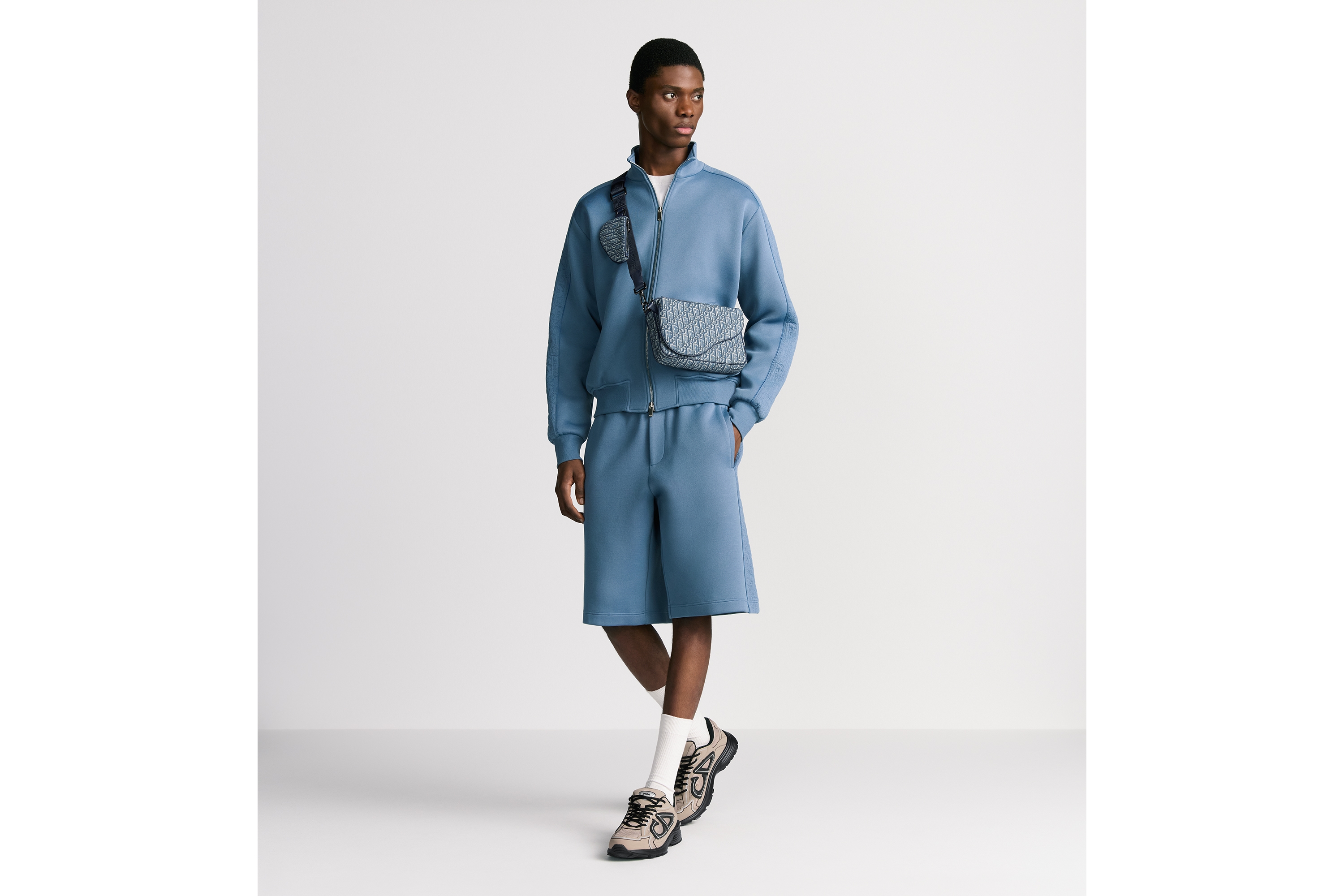 Look Saddle Triple Pouch Blue Dior Oblique Jacquard E21