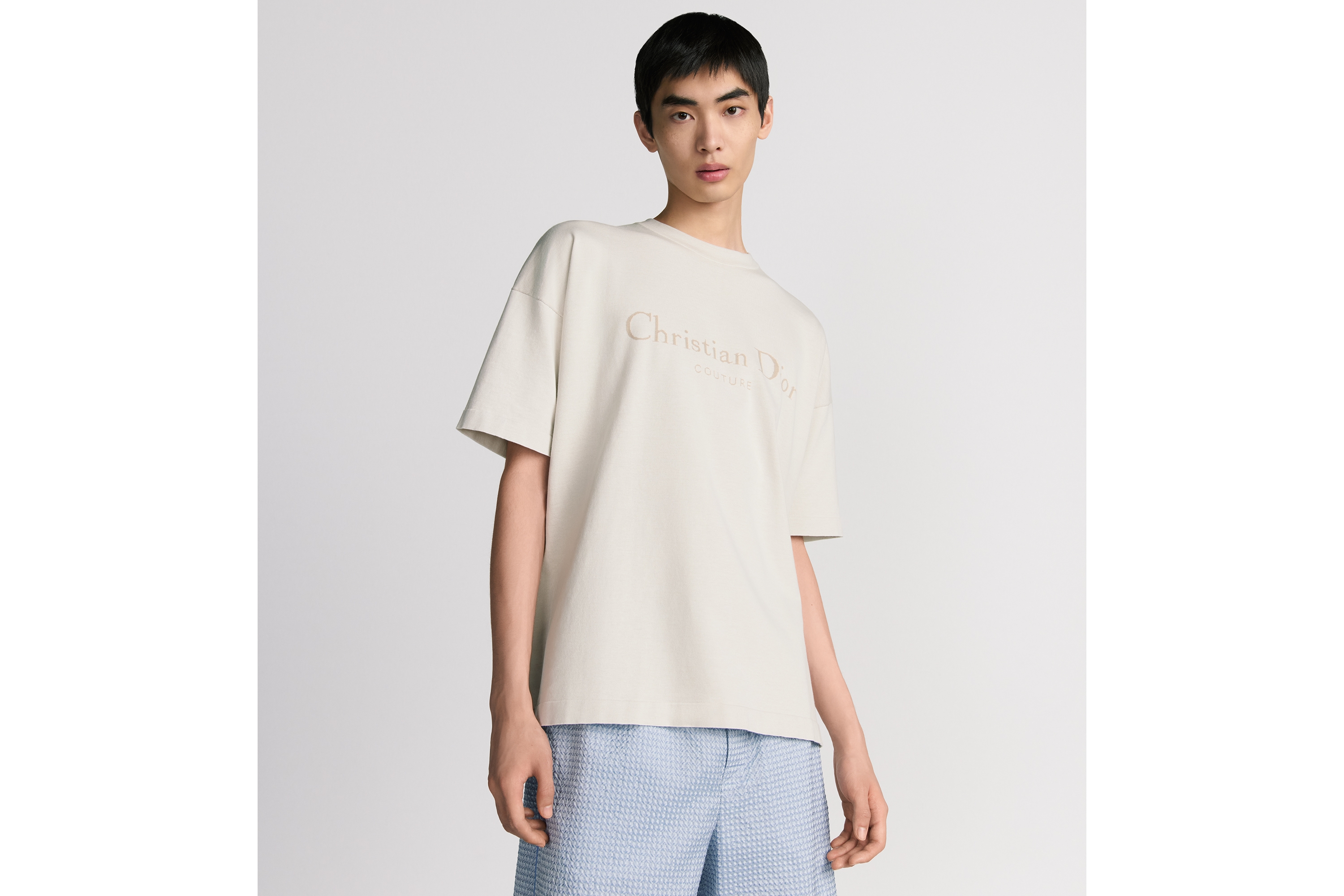 Look Christian Dior Couture T-Shirt, Relaxed Fit White Cotton Knit E07