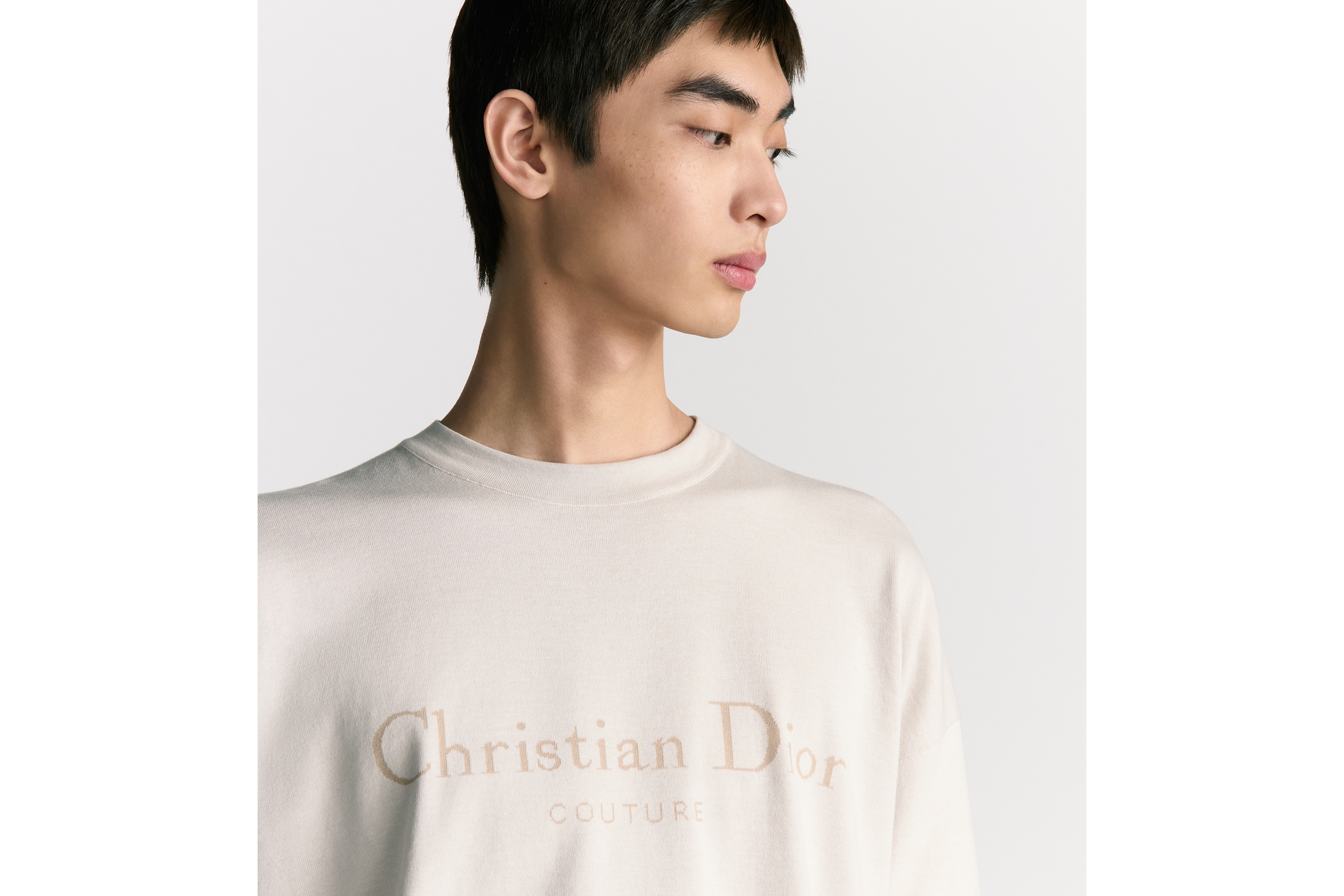 Look Christian Dior Couture T-Shirt, Relaxed Fit White Cotton Knit E10