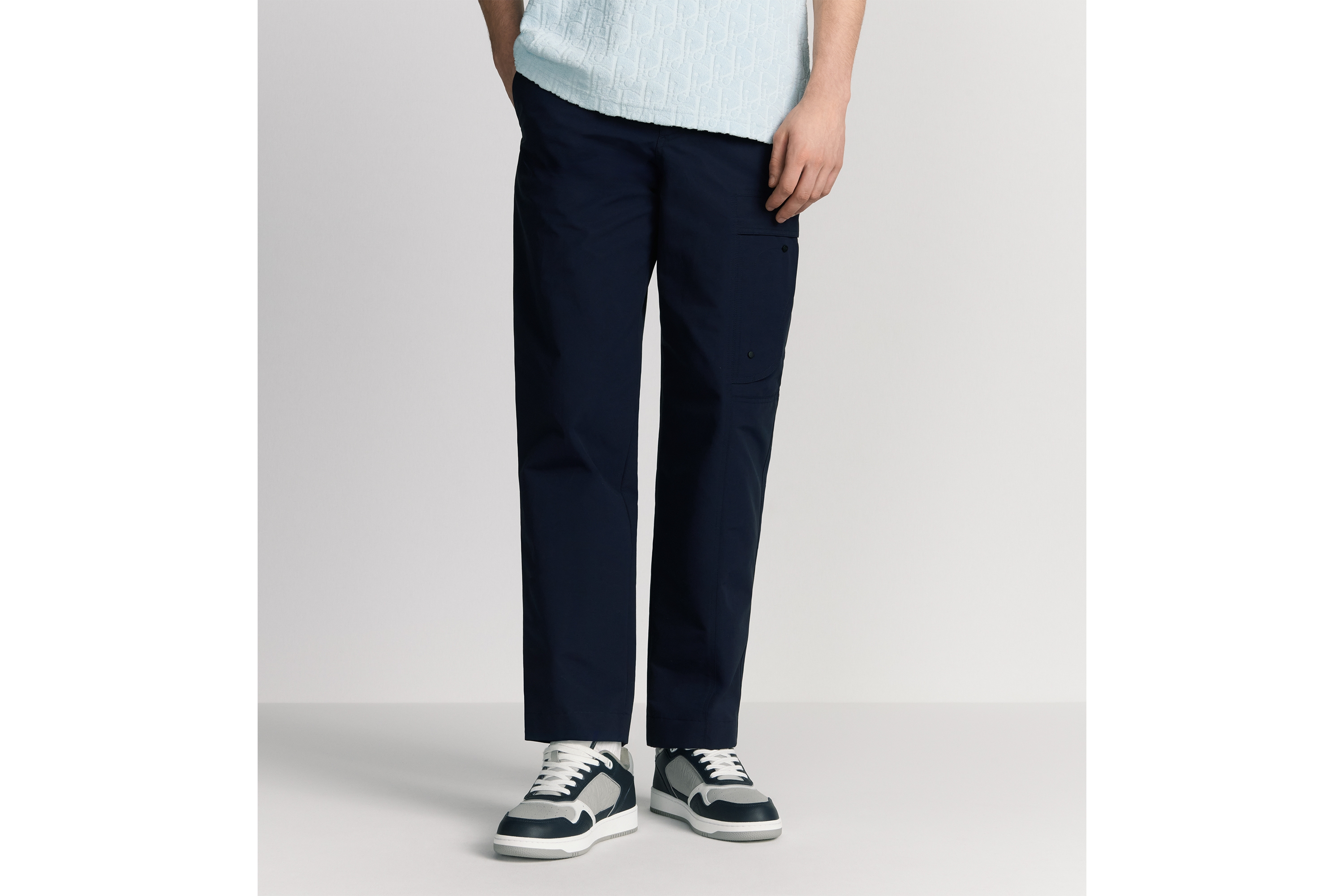 Look Pantalon cargo à poche Saddle Ottoman de coton mélangé bleu marine E13