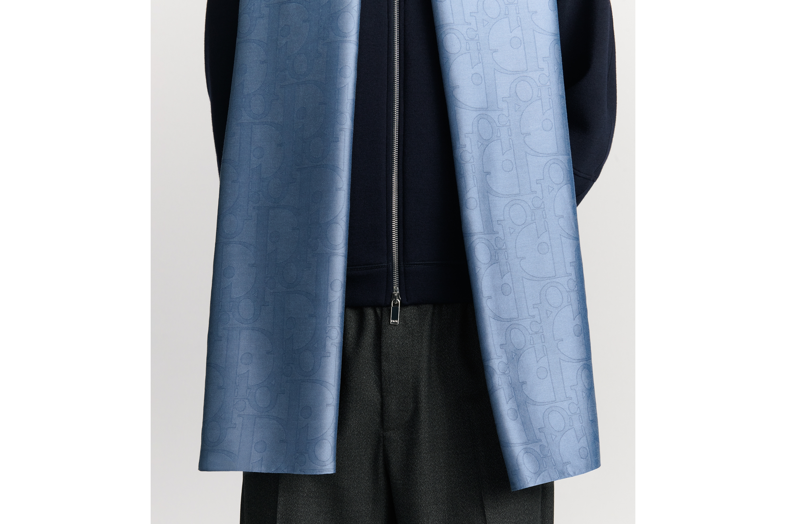 Look Dior Gravity Stole Blue Cotton and Silk E33