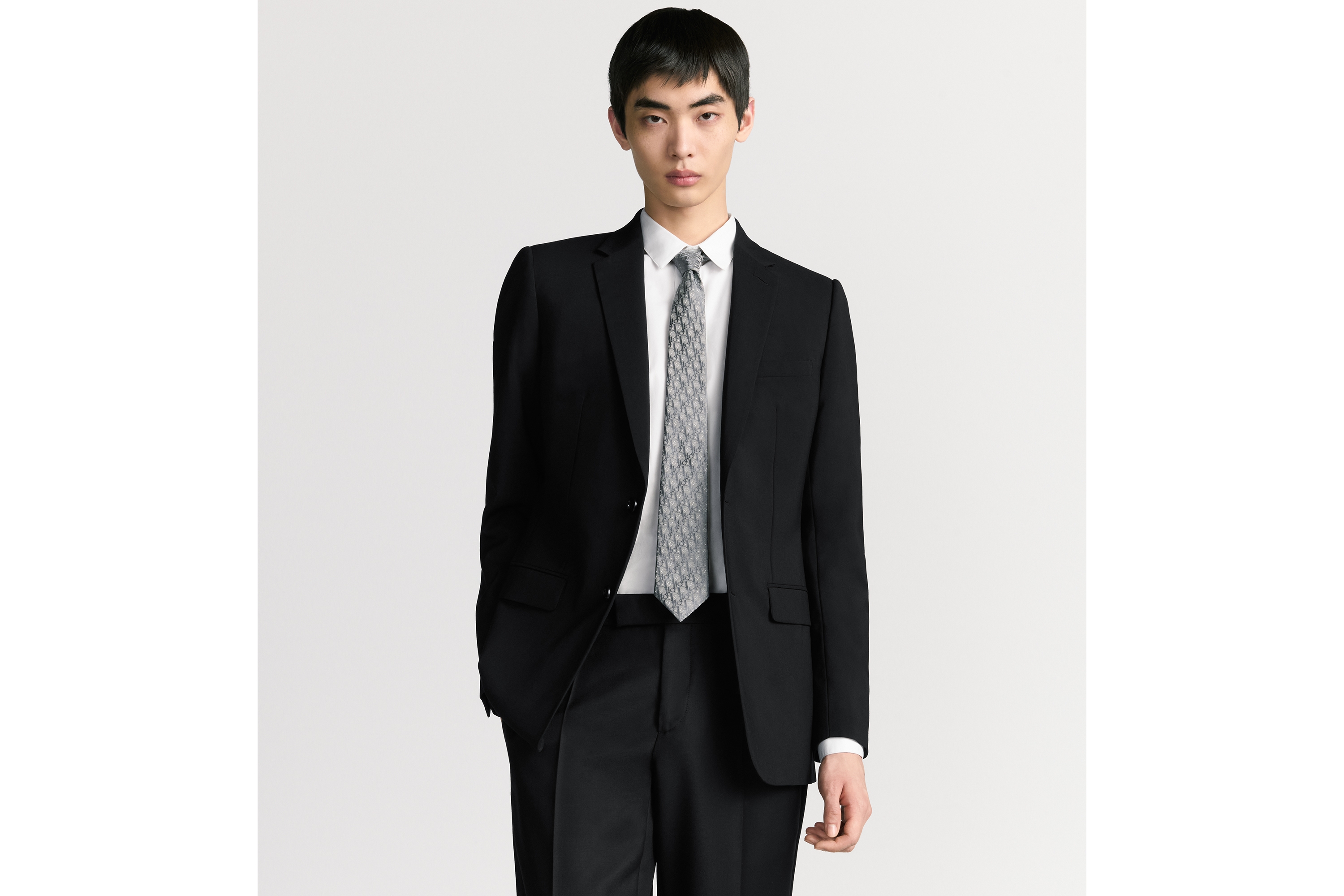 look_image_alt_prefix Gravata Dior Oblique Revival Seda cinza e branca E35