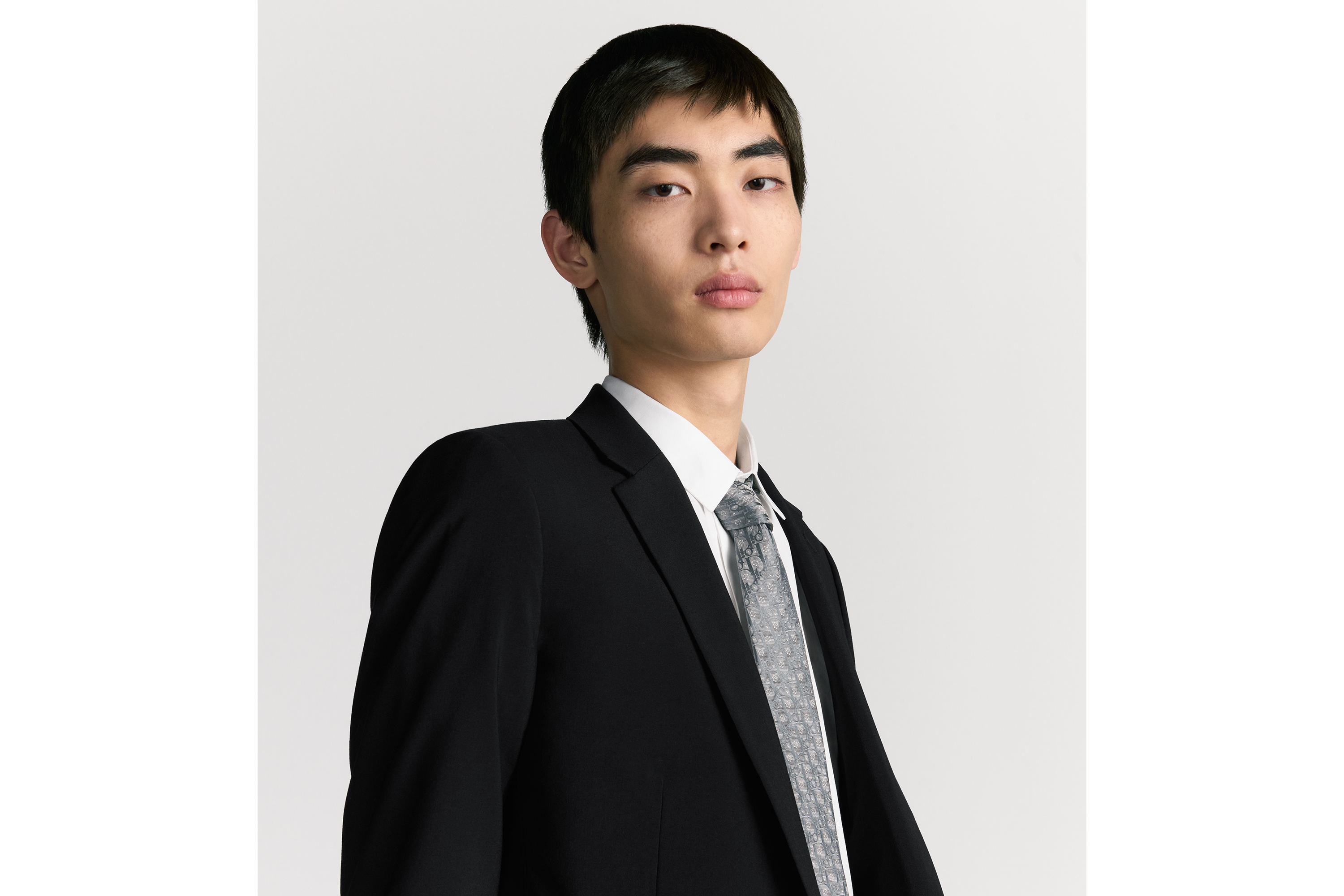 look_image_alt_prefix Gravata Dior Oblique Revival Seda cinza e branca E36