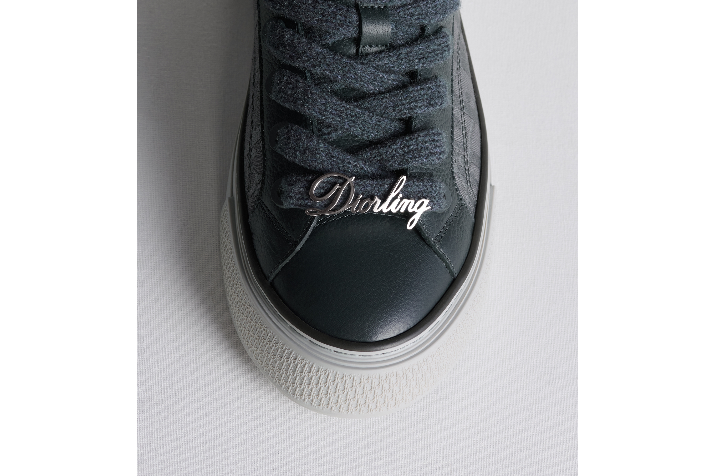 Look B33 Spin Sneaker – LIMITED AND NUMBERED EDITION Anthracite Gray Grained Calfskin and Anthracite Gray Dior Oblique Canvas E24