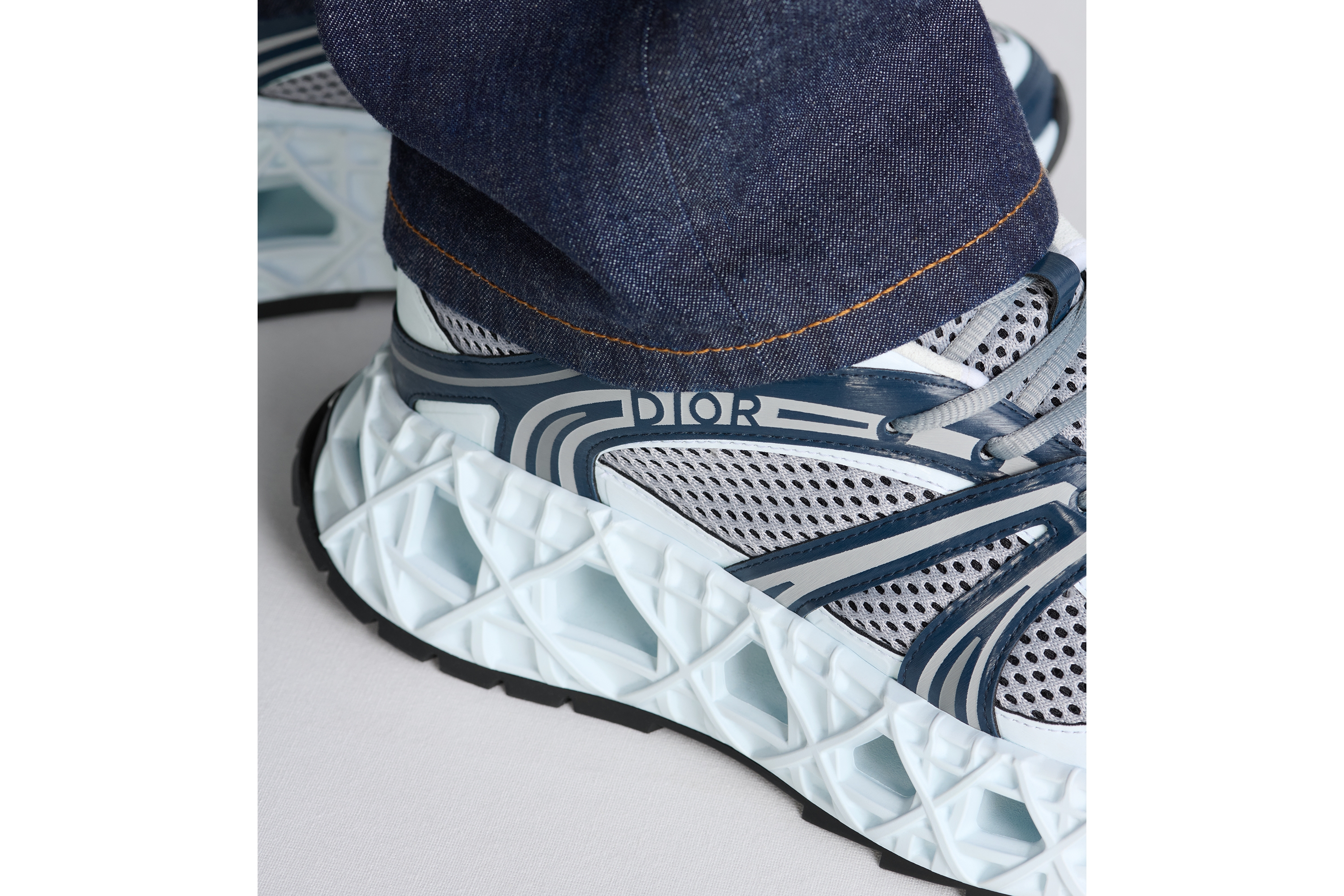Look B35 NXXT Sneaker Light Blue and Navy Blue Technical Fabric with Gray Technical Mesh E24