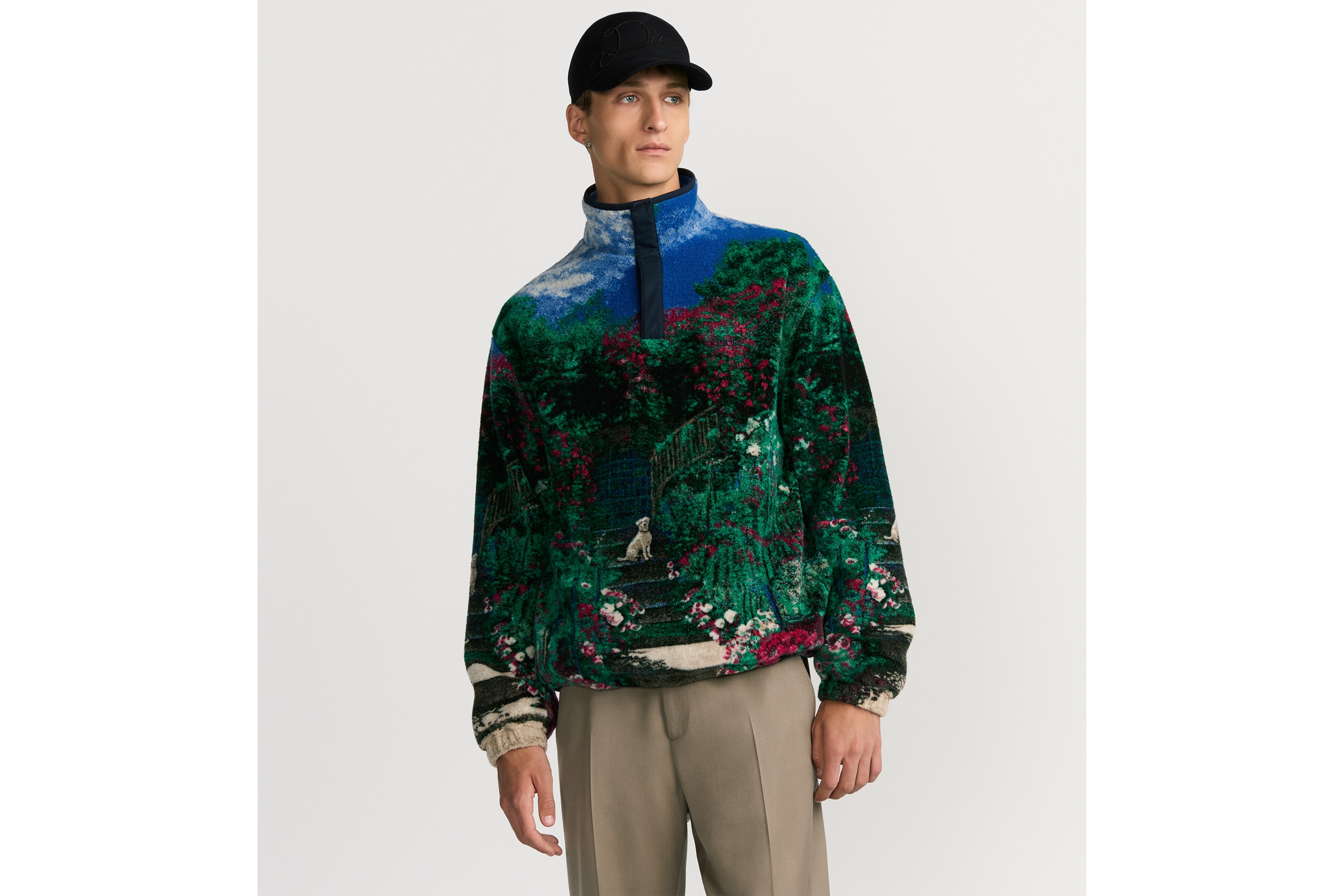 Dior Garden 刷毛上衣 拼色精純羊毛混紡刷毛布 E01