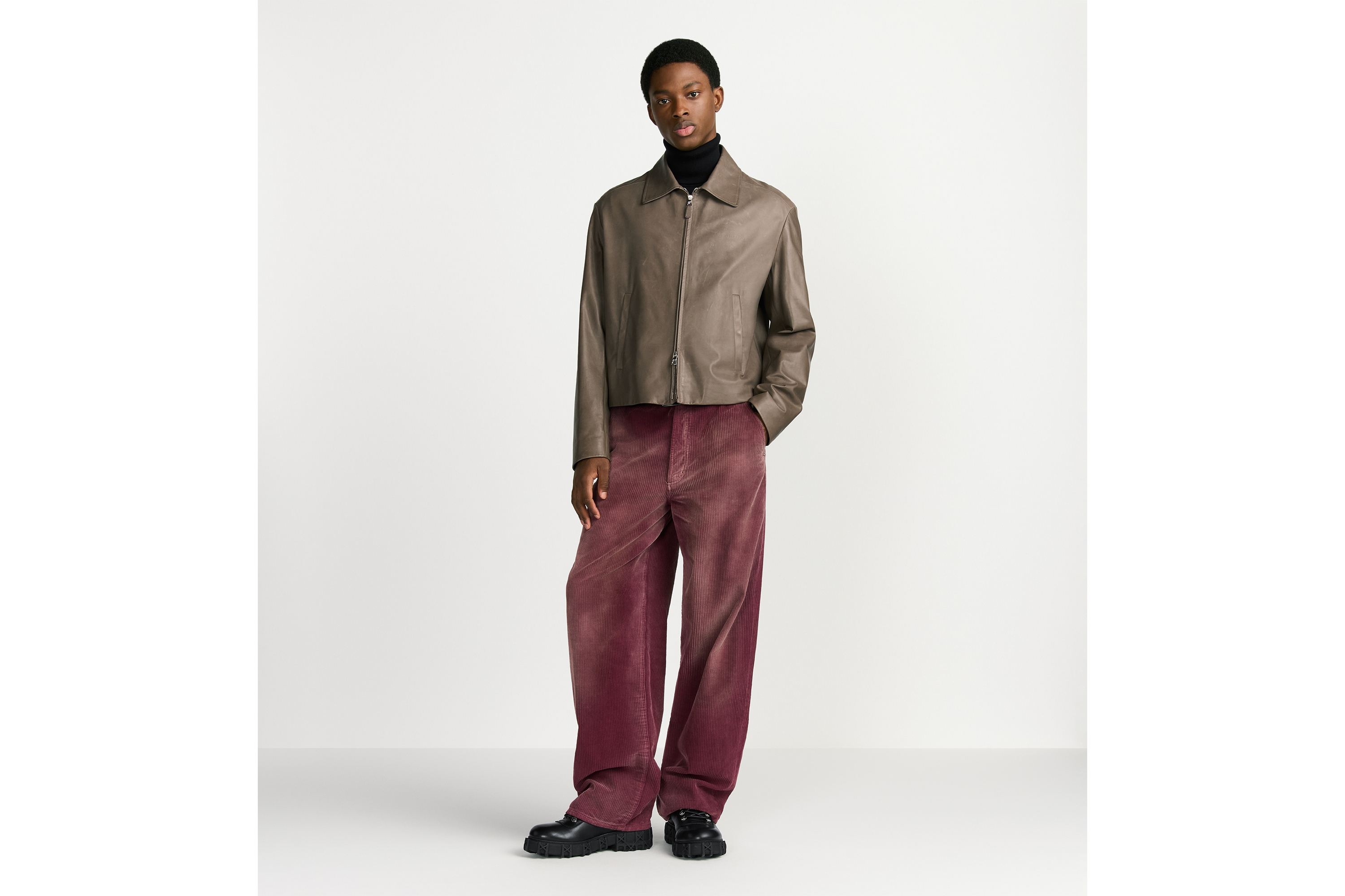 Look Pants Burgundy Cotton Corduroy E02