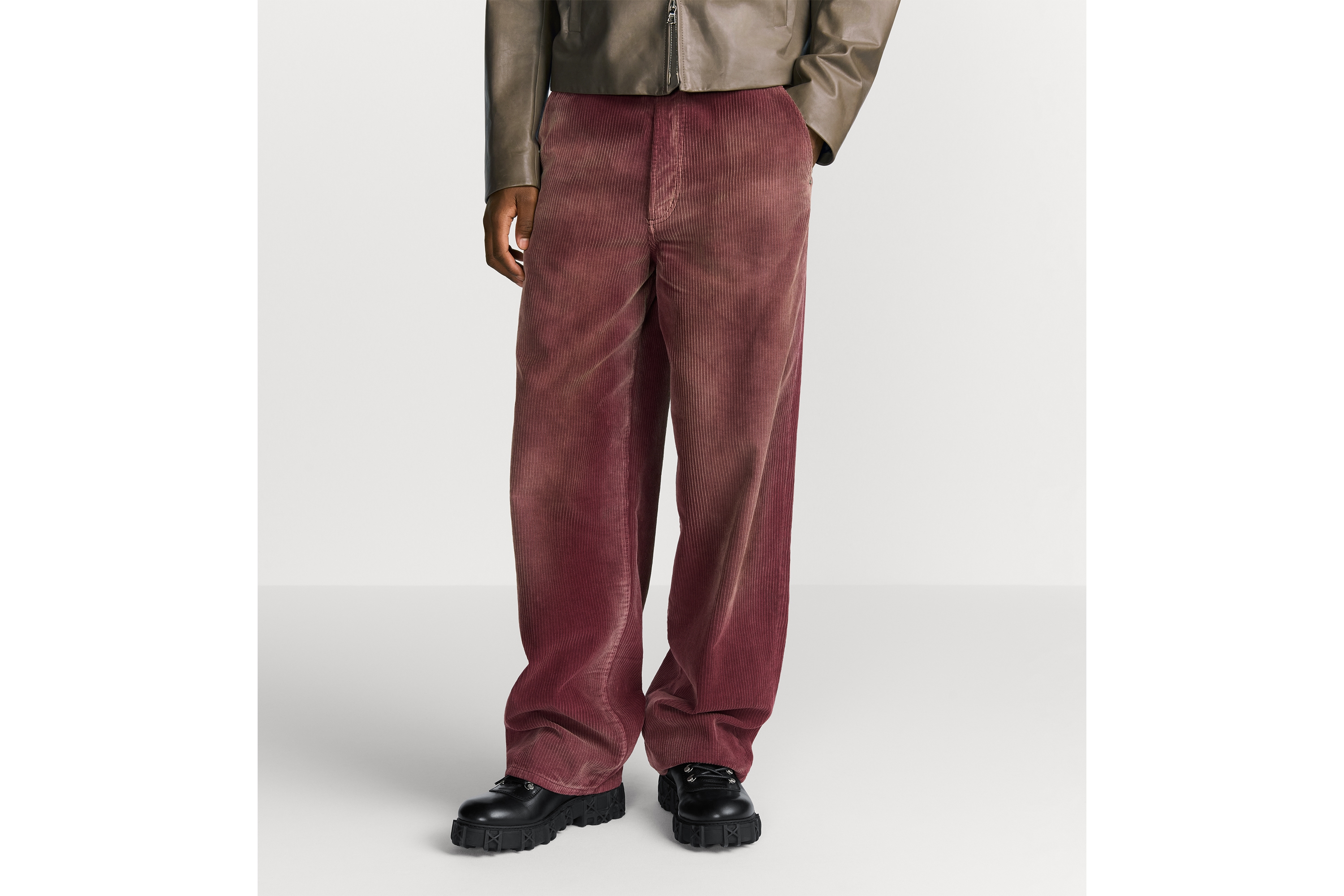 Look Pants Burgundy Cotton Corduroy E13