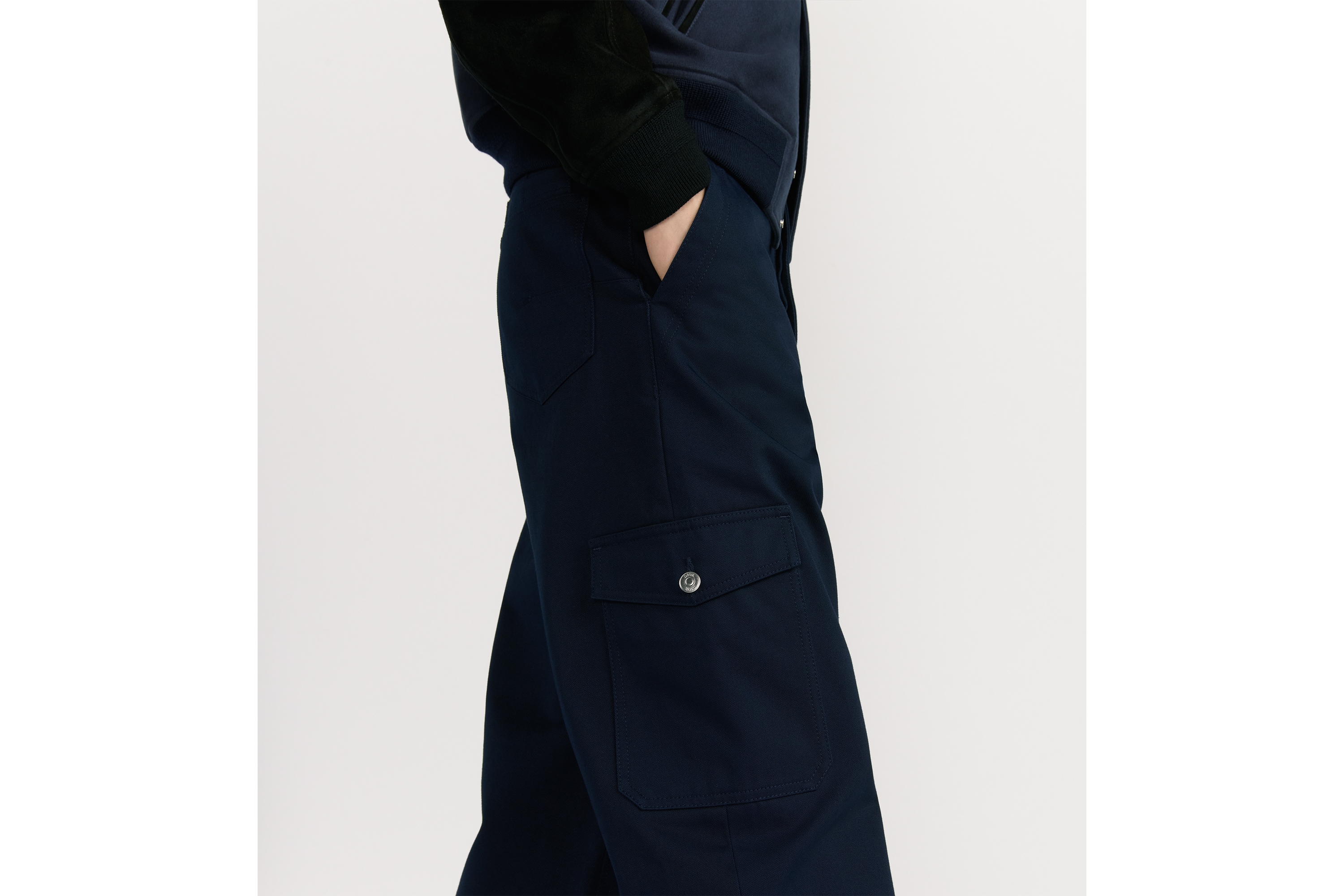 Look Dior Ribbon Cargo Pants Blue Cotton Twill E16