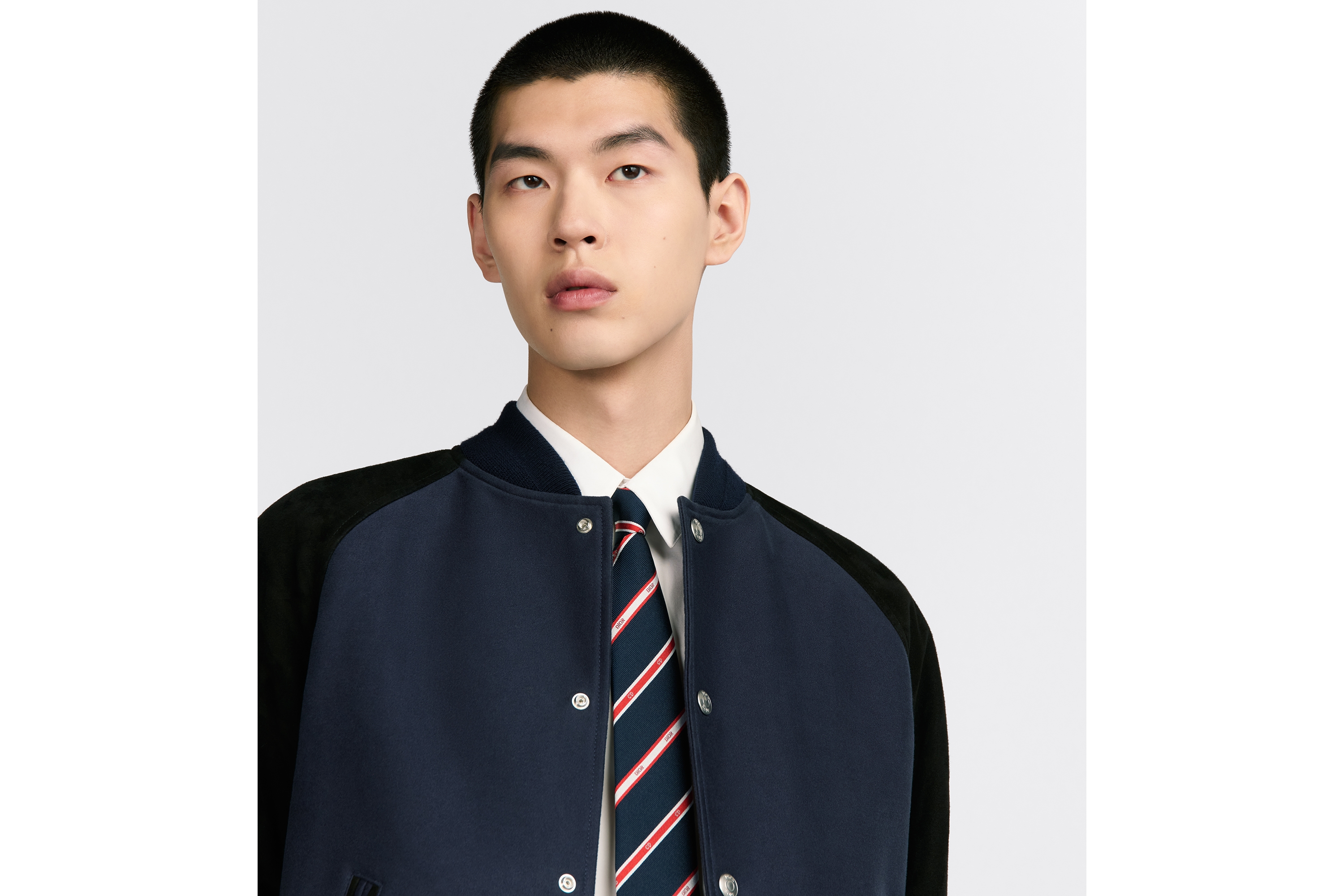 look_image_alt_prefix Cravatta Dior Club Seta blu navy, rossa e bianca a strisce E36