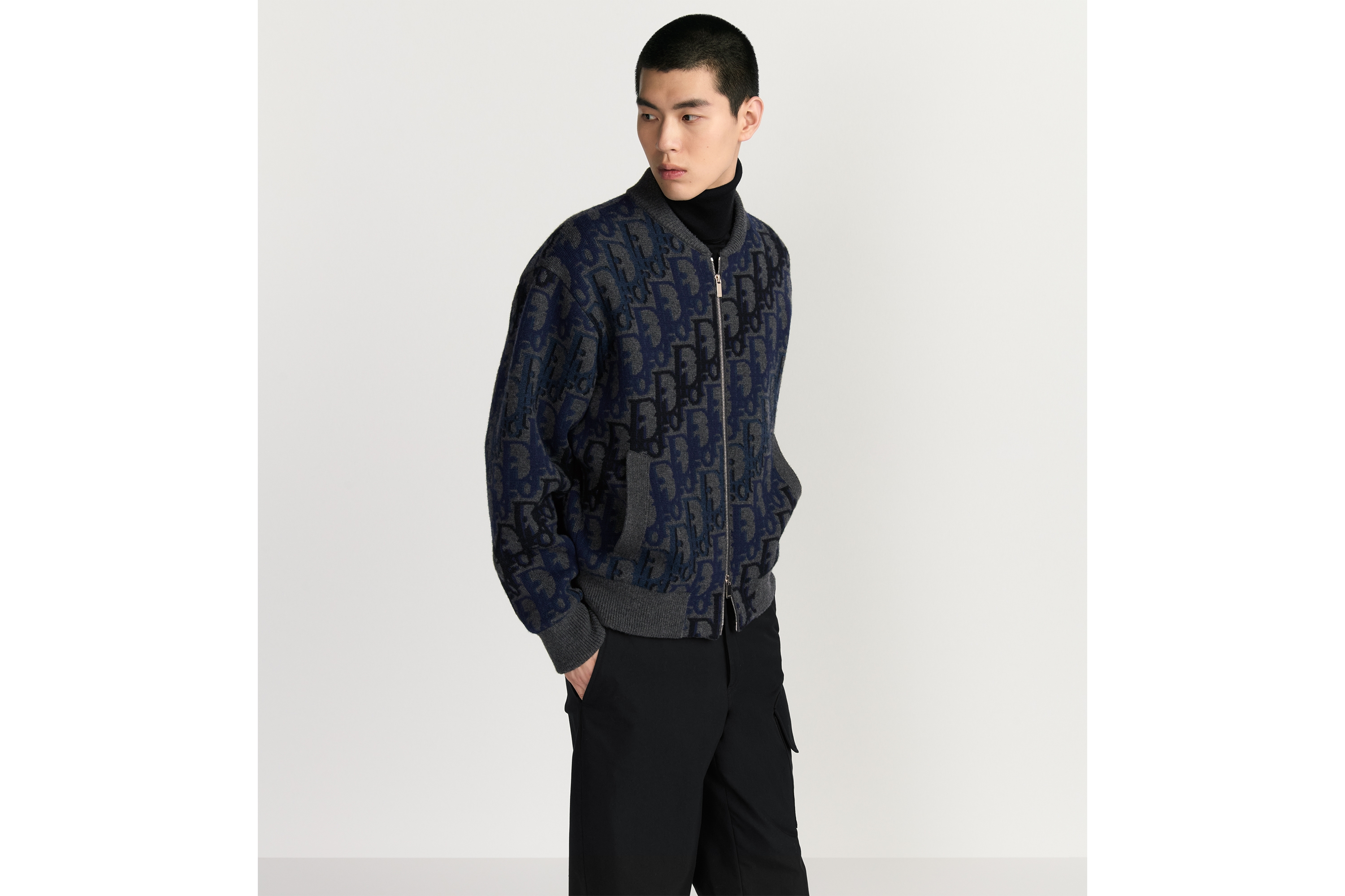 Dior Oblique 布勞森外套 灰色羊毛針織 E01