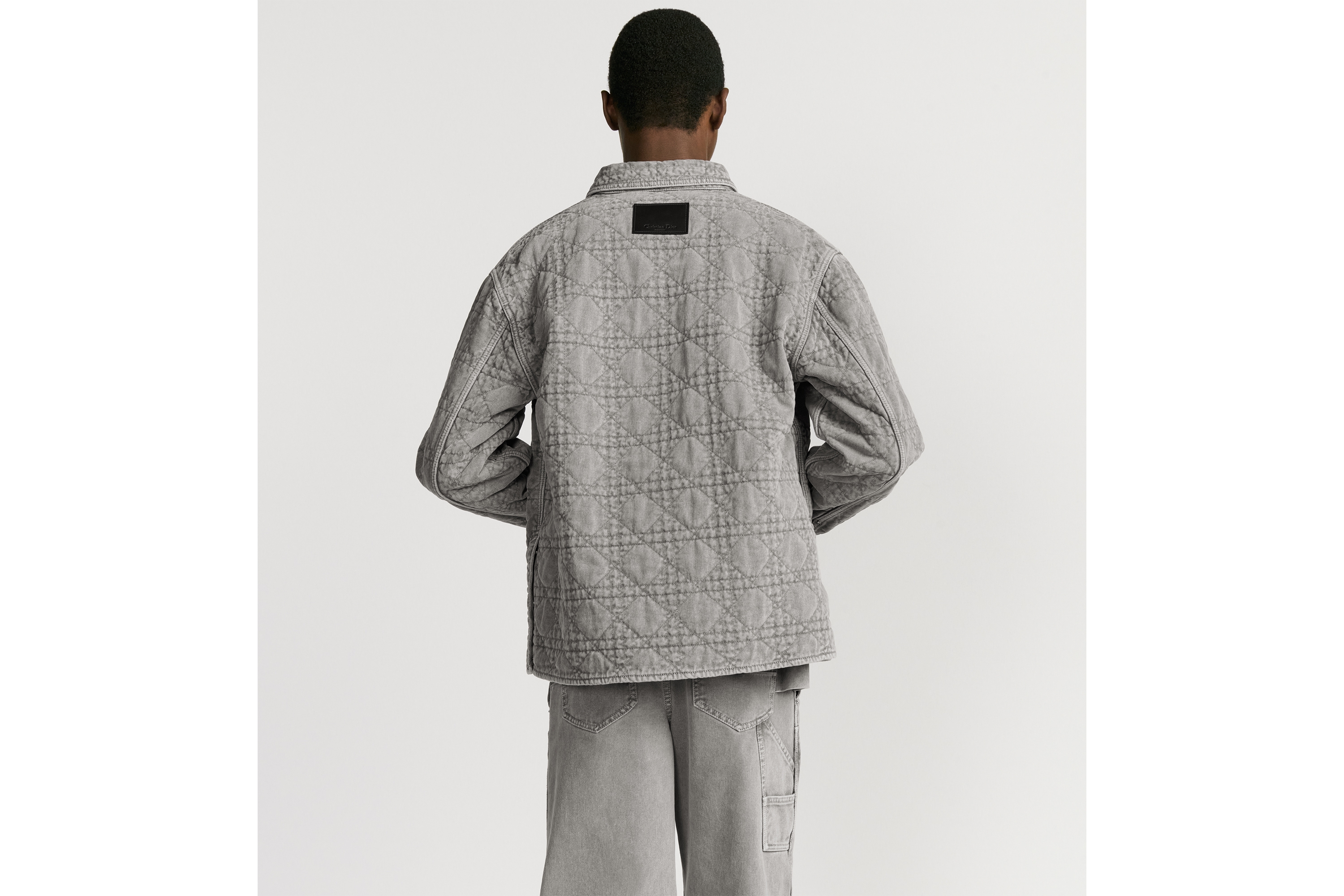 Look Cannage Overshirt Gray Cotton Twill E03