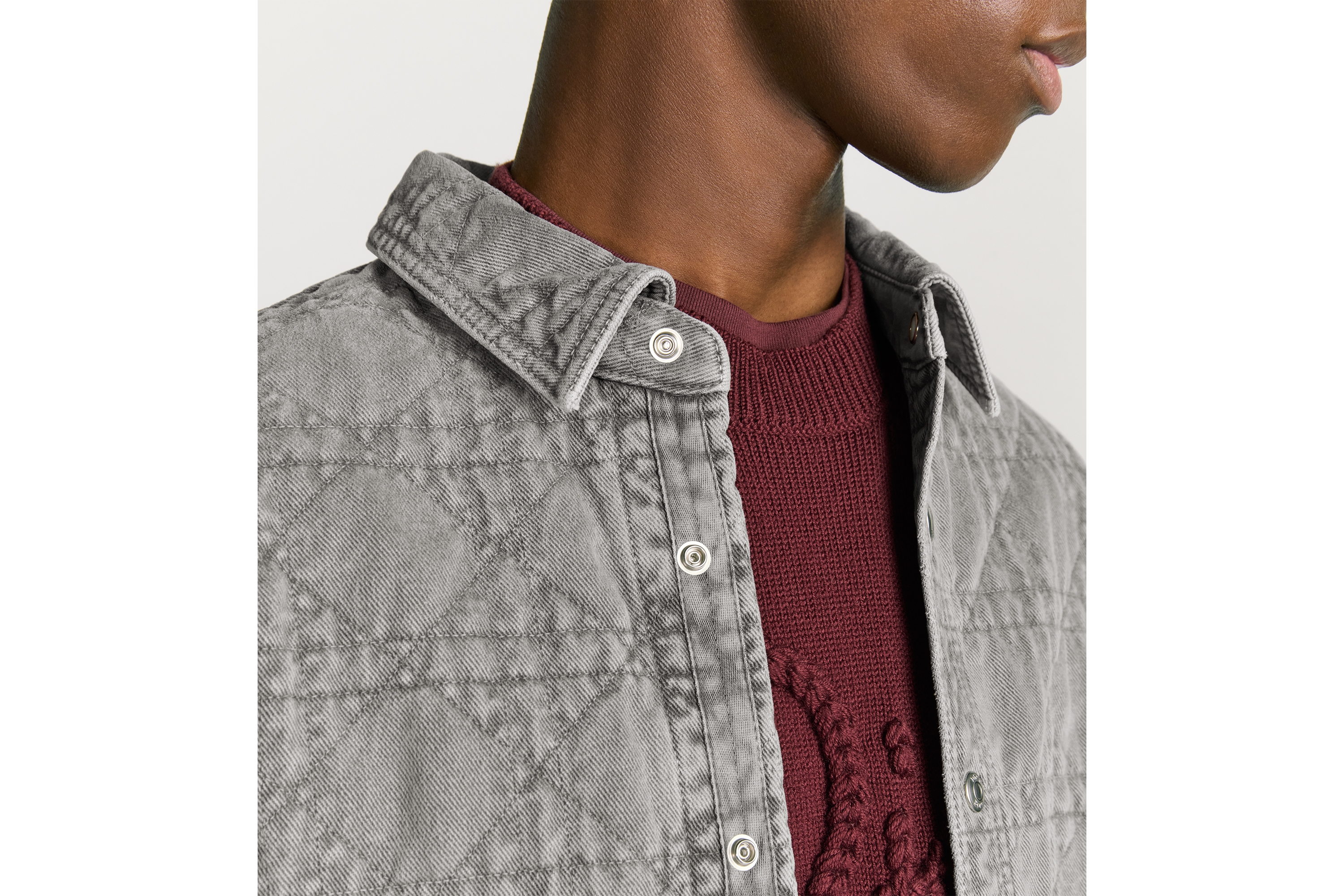 Look Cannage Overshirt Gray Cotton Twill E04