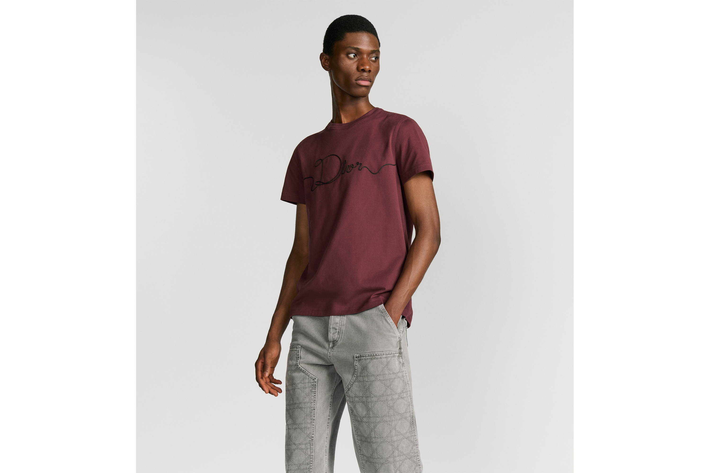 look_image_alt_prefix T-shirt Dior Ribbon, vestibilità regolare Jersey di cotone bordeaux E07