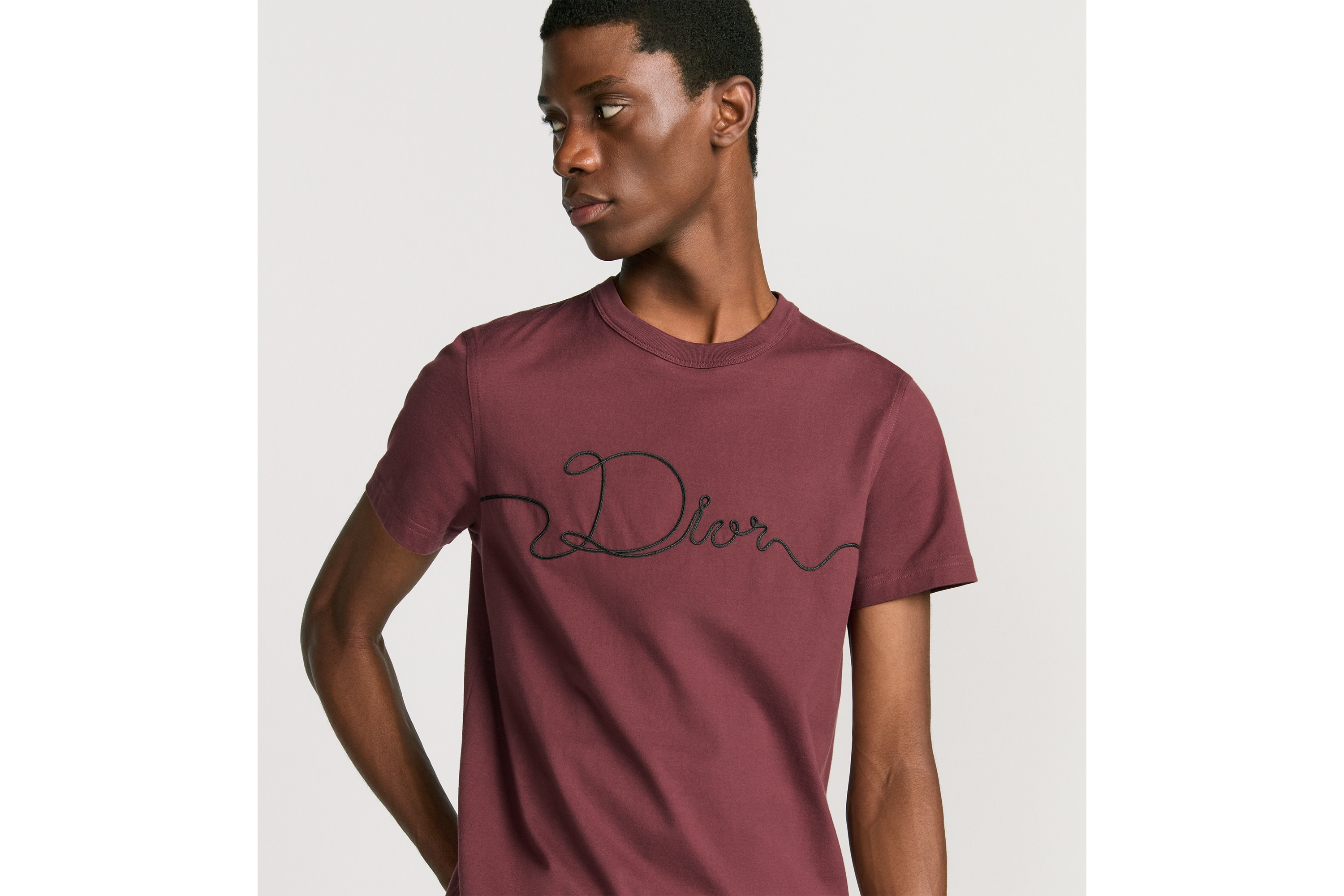 look_image_alt_prefix T-shirt Dior Ribbon, vestibilità regolare Jersey di cotone bordeaux E11