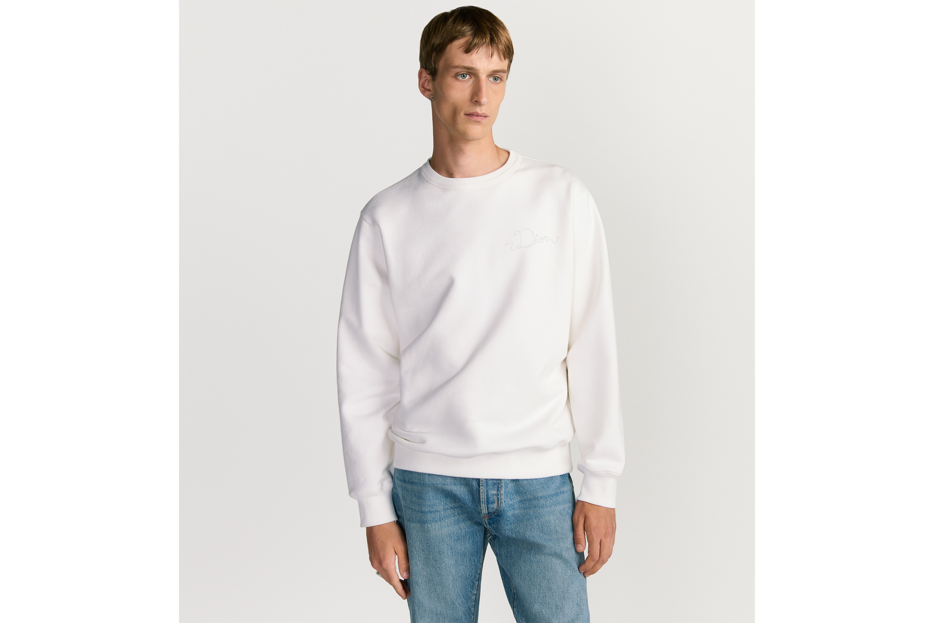 Look Sweatshirt Dior Ribbon Molleton de coton blanc E07