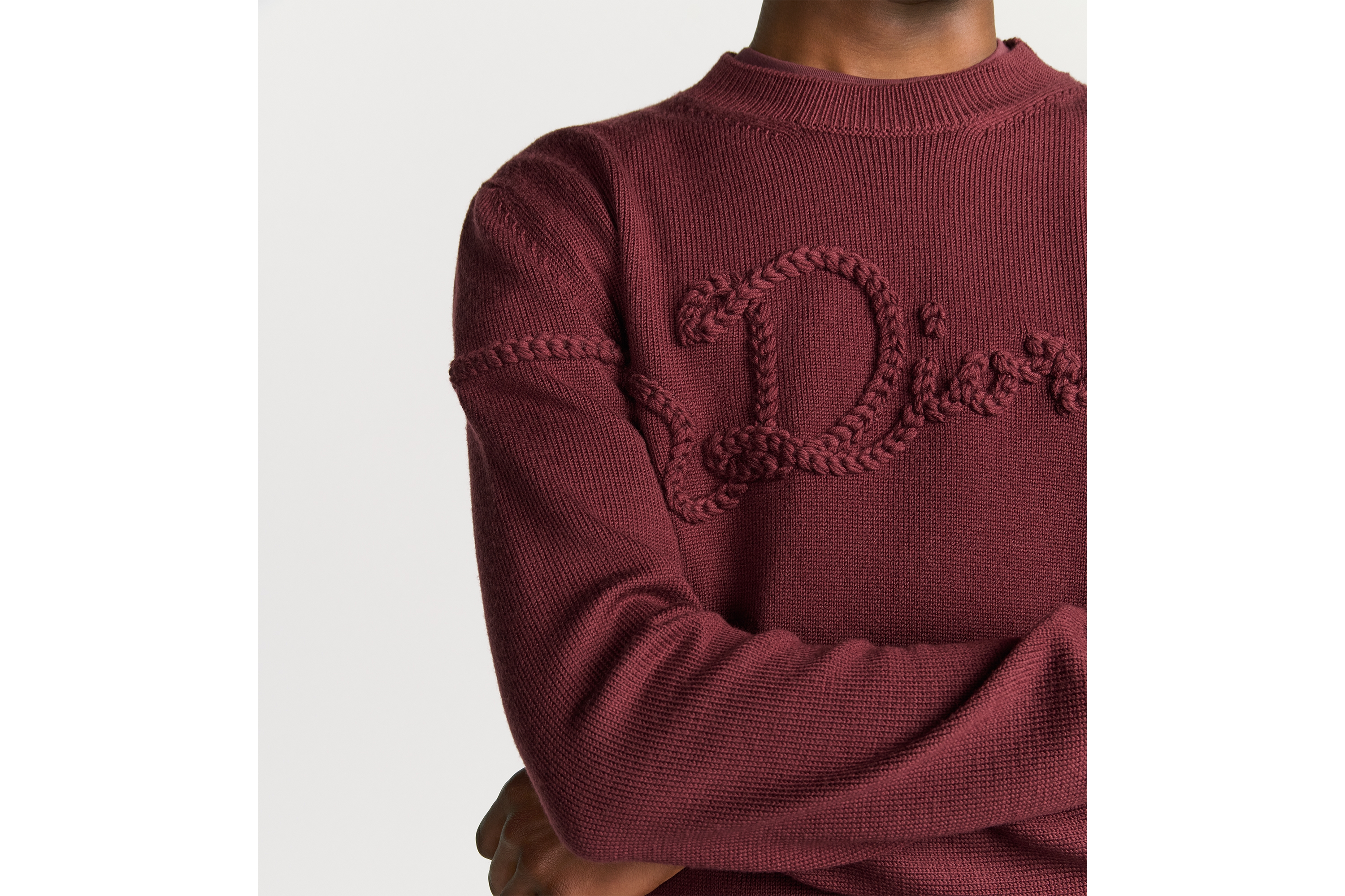 Look Pull Dior Ribbon Jersey de laine bordeaux E04