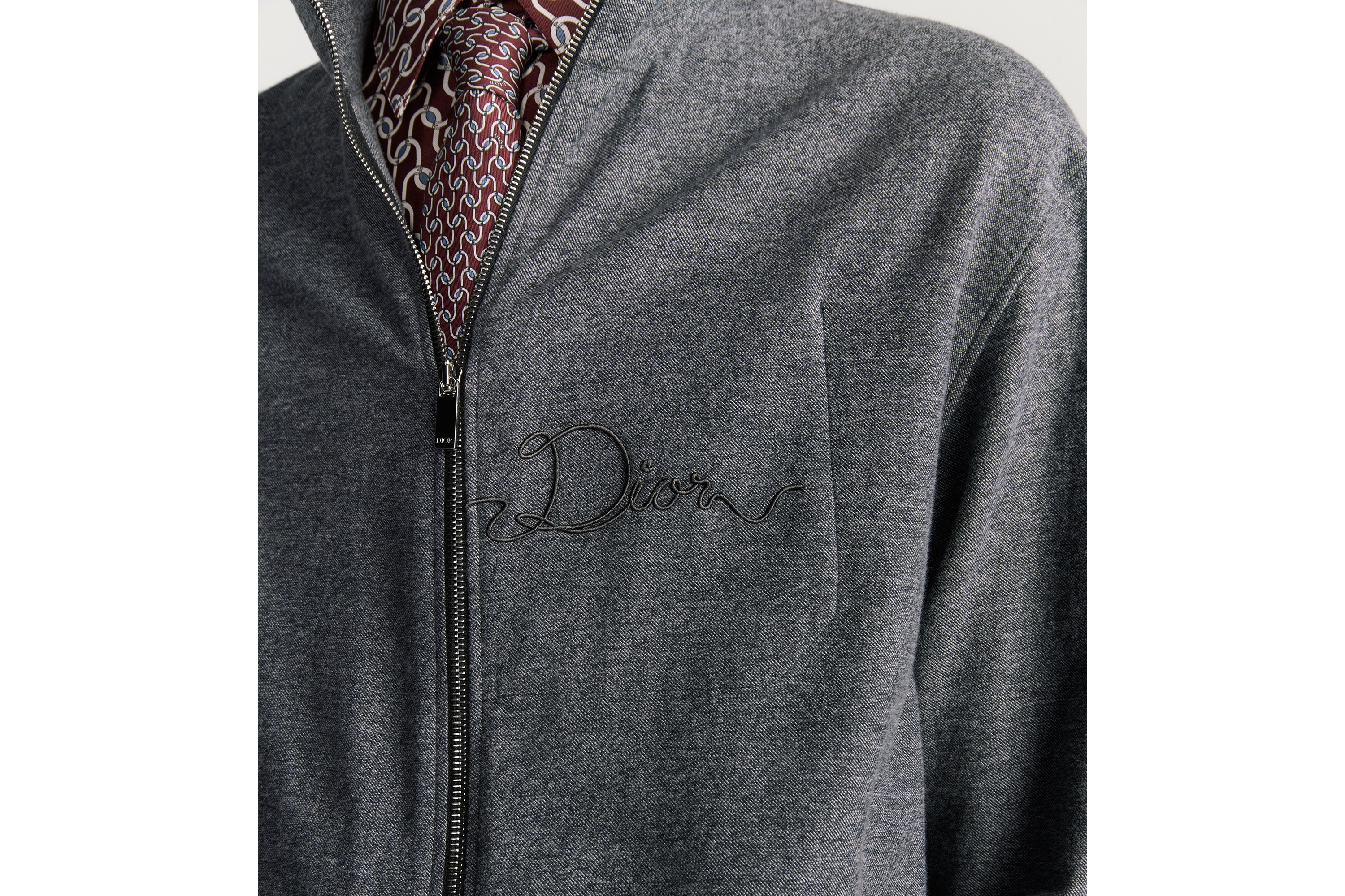 Zipped Shirt with Dior Ribbon Embroidery