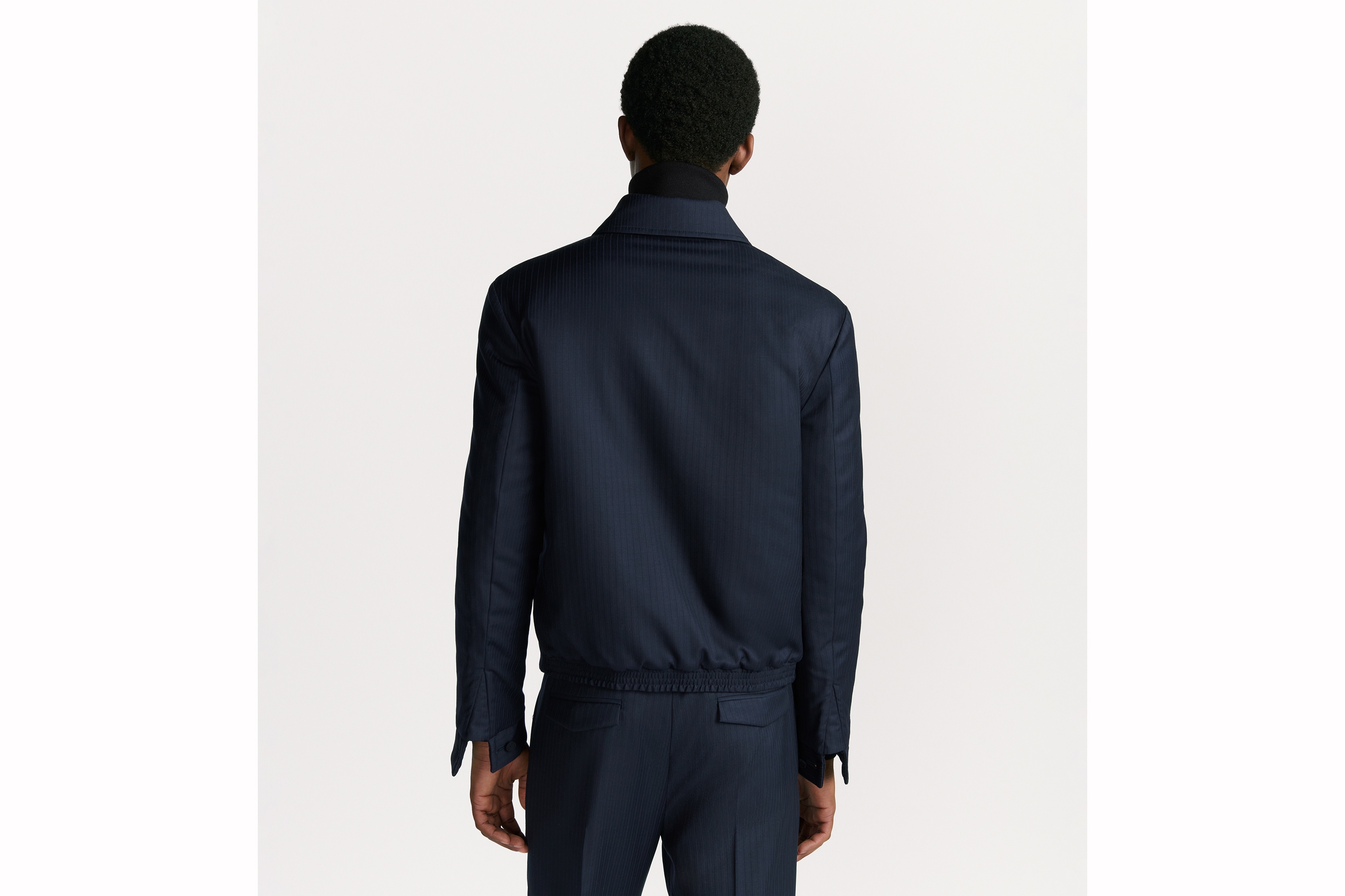 리버서블 지퍼 재킷 블루 스트라이프 & 까나쥬 모티브 울 E03