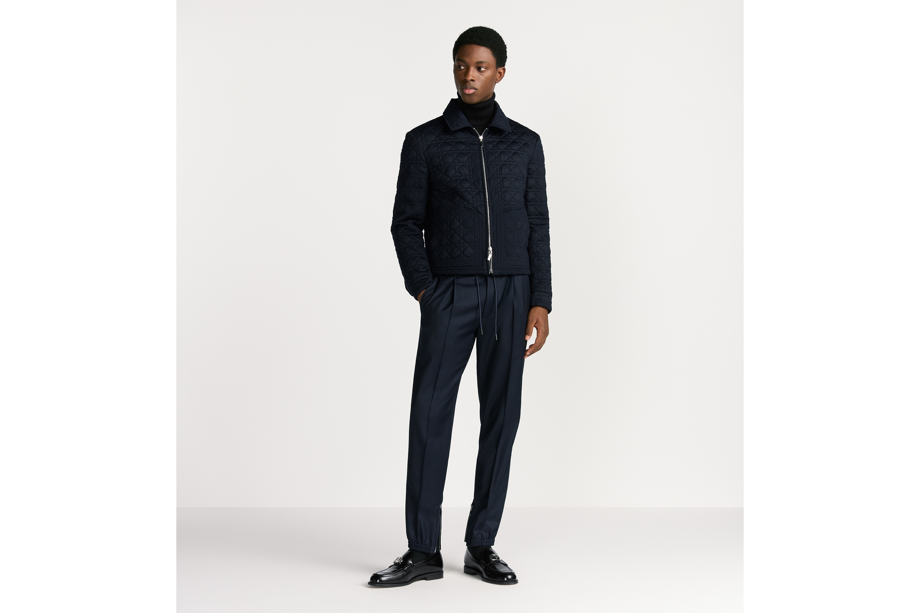 테일러드 트랙 팬츠 스트라이프 블루 울 E08