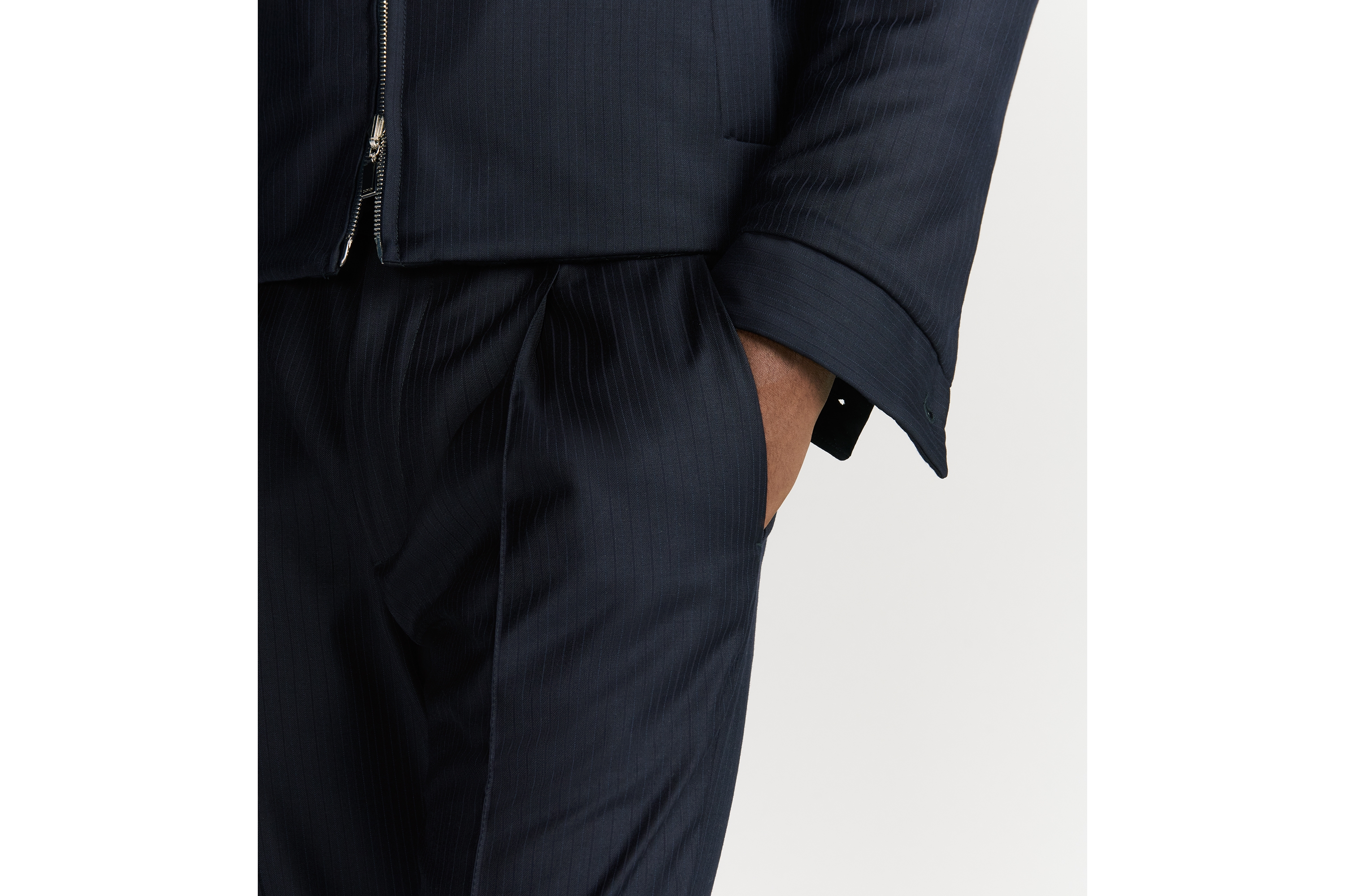 테일러드 트랙 팬츠 스트라이프 블루 울 E16