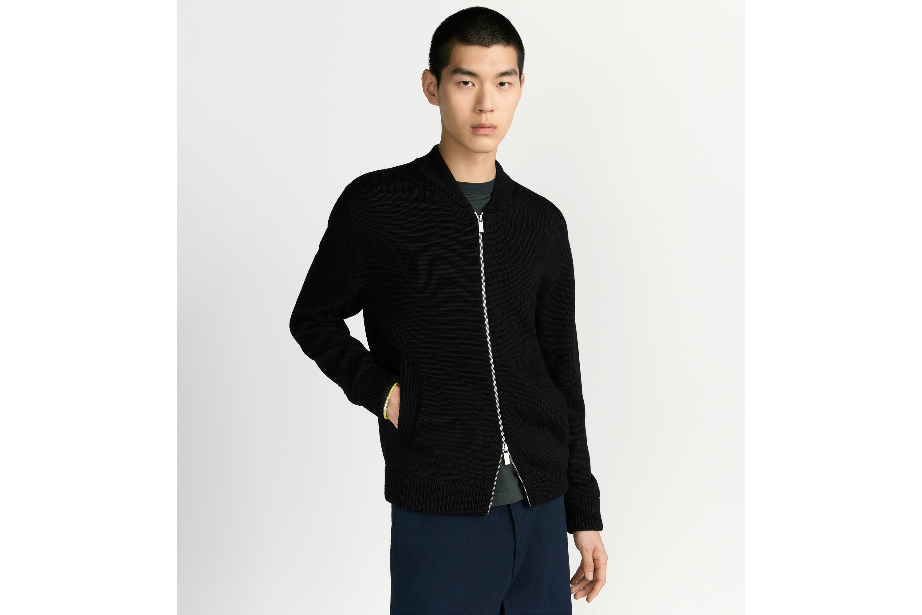 Dior Ribbon 布勞森外套 黑色羊毛針織布 E01