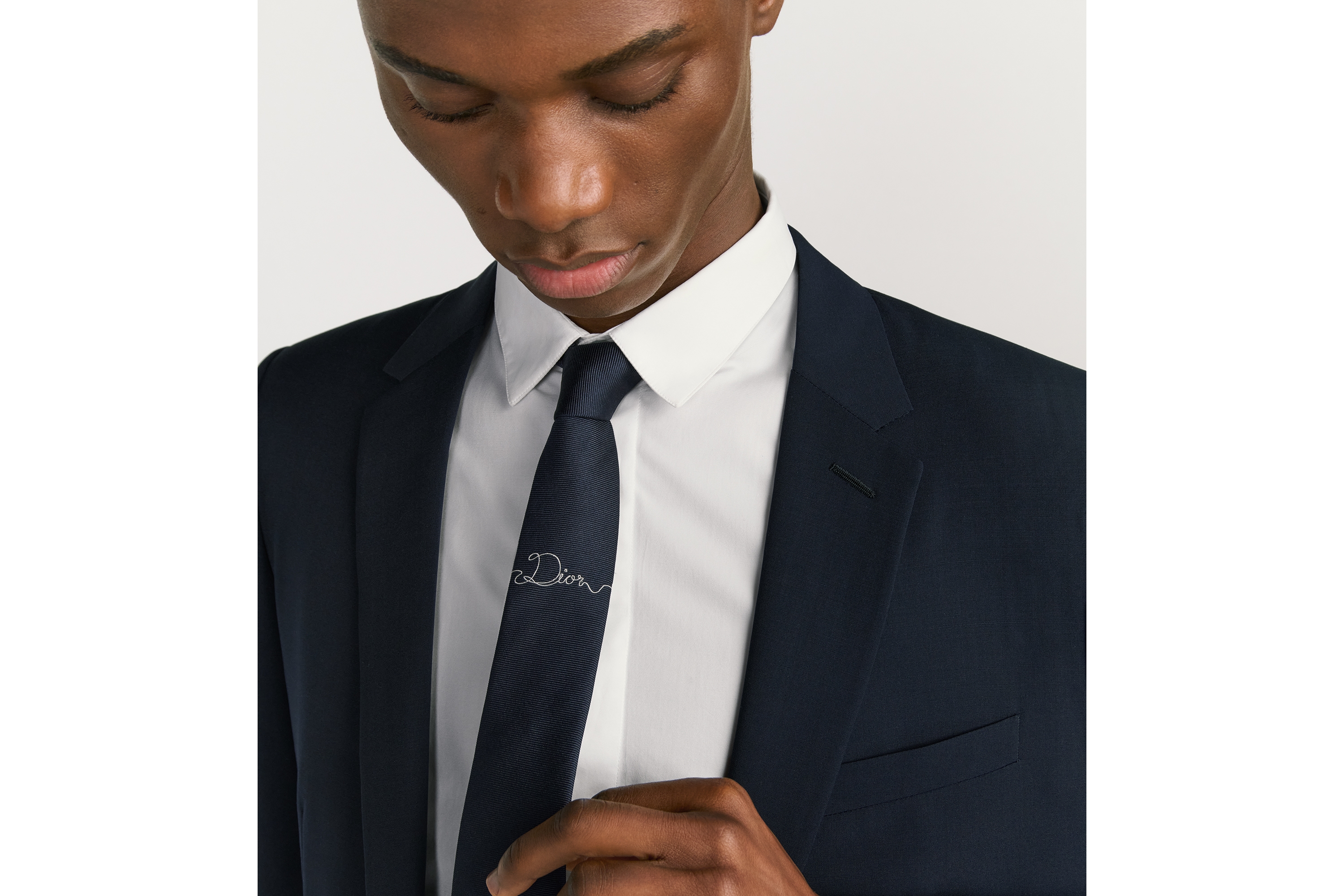 Look Dior Ribbon Tie Deep Blue Silk E36