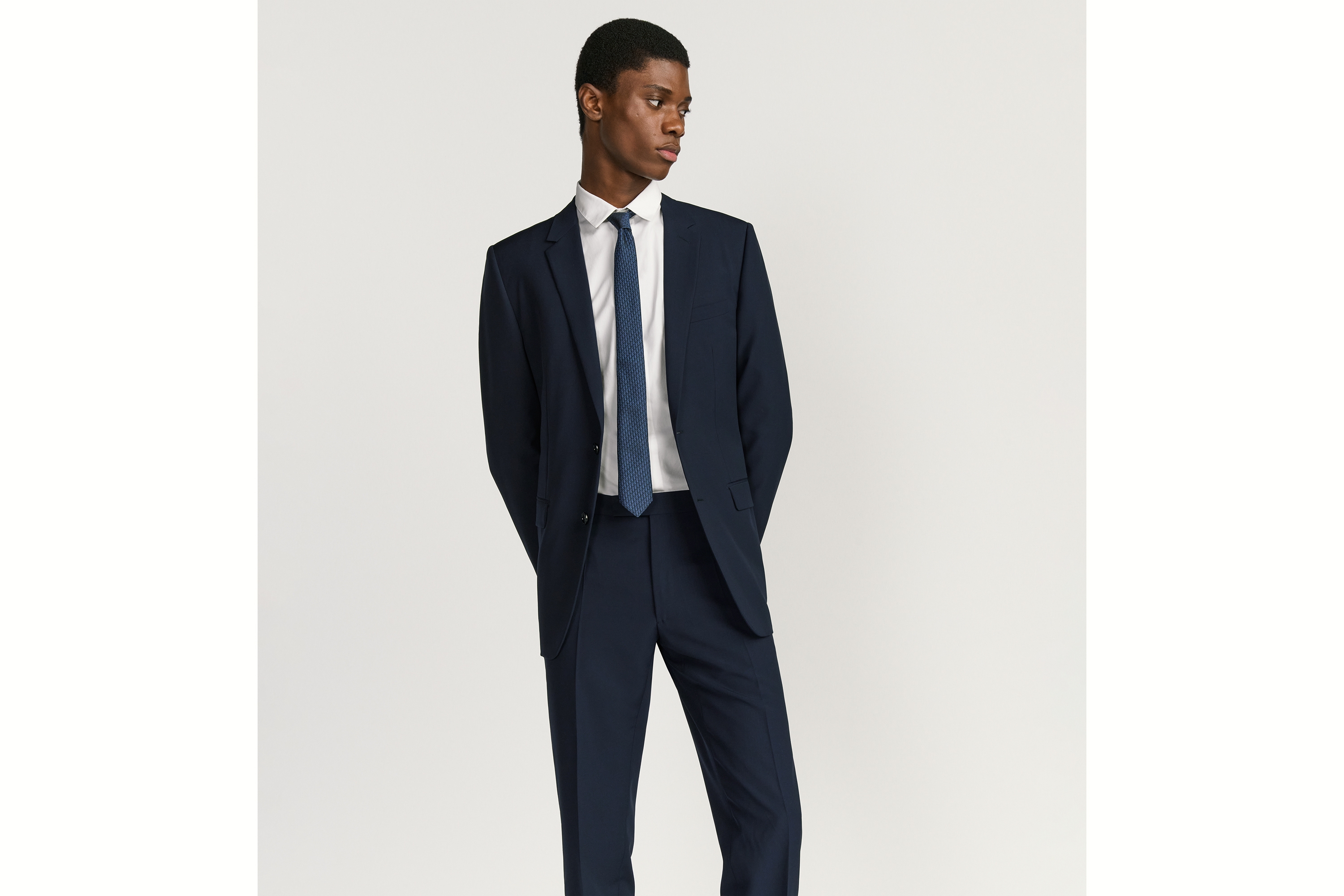 Look Dior Oblique Trio Tie Blue Silk E35