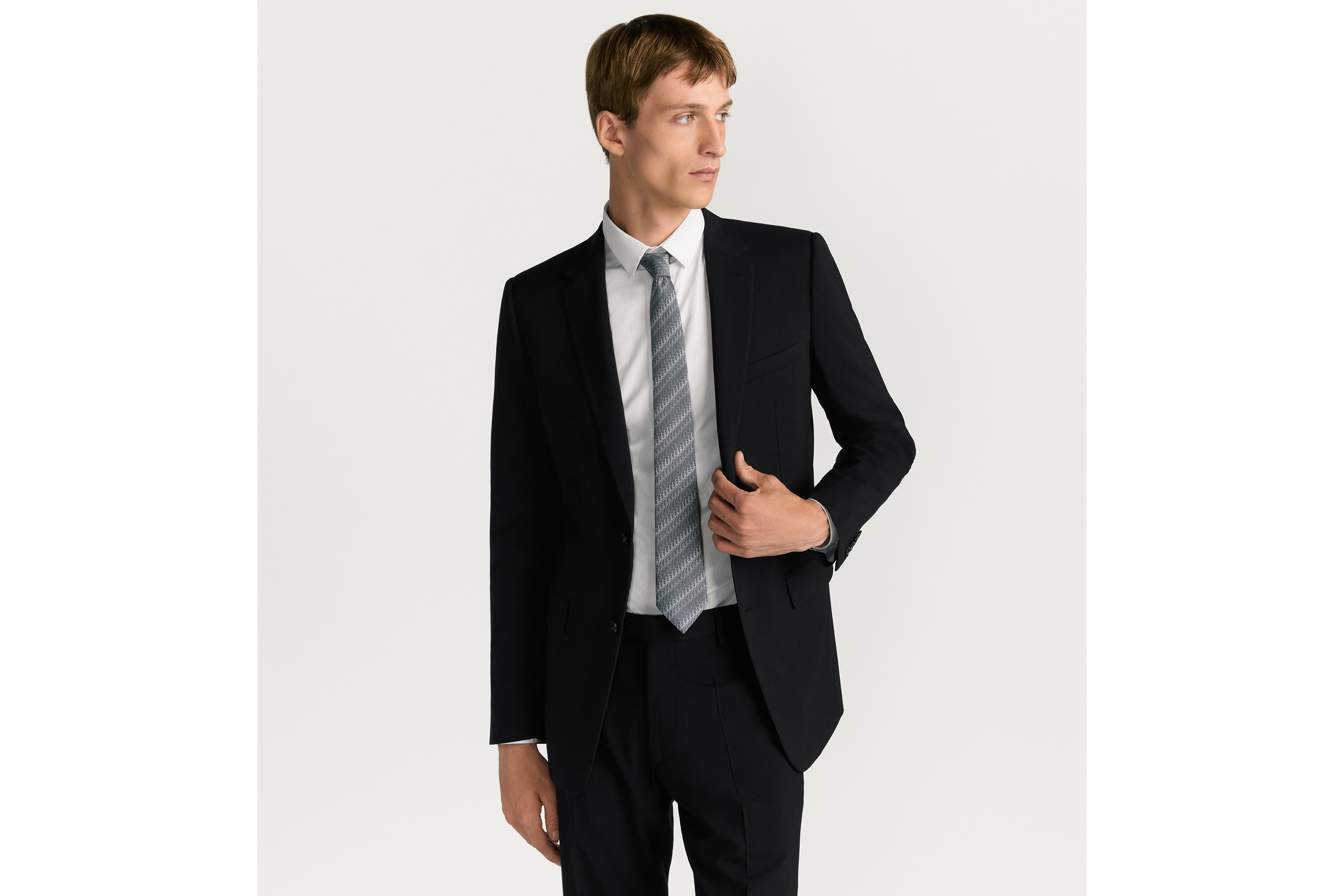 Look Dior Oblique Trio Tie Gray Silk E35