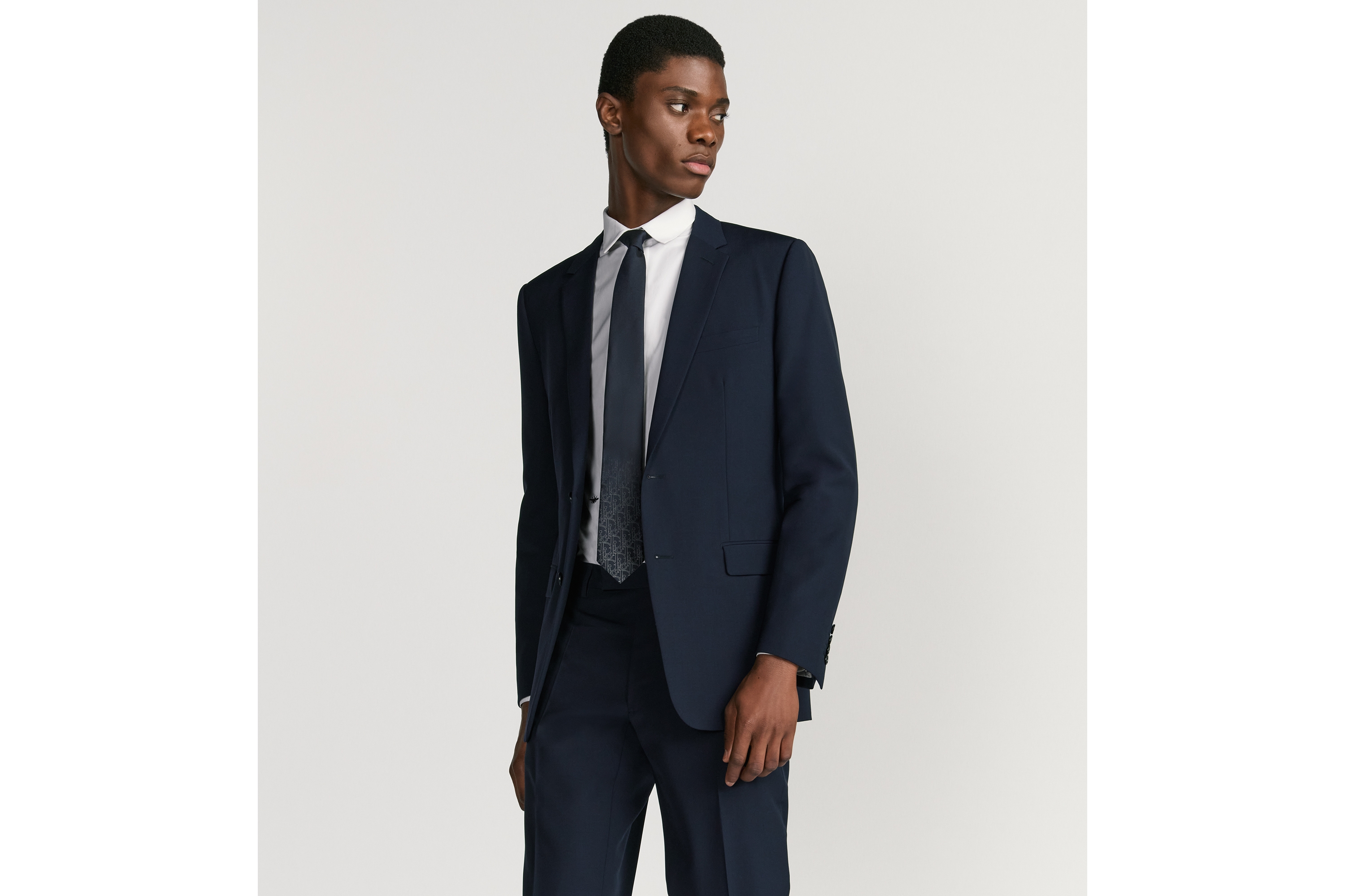 Look Gradient Dior Gravity Tie Navy Blue and White Silk E35