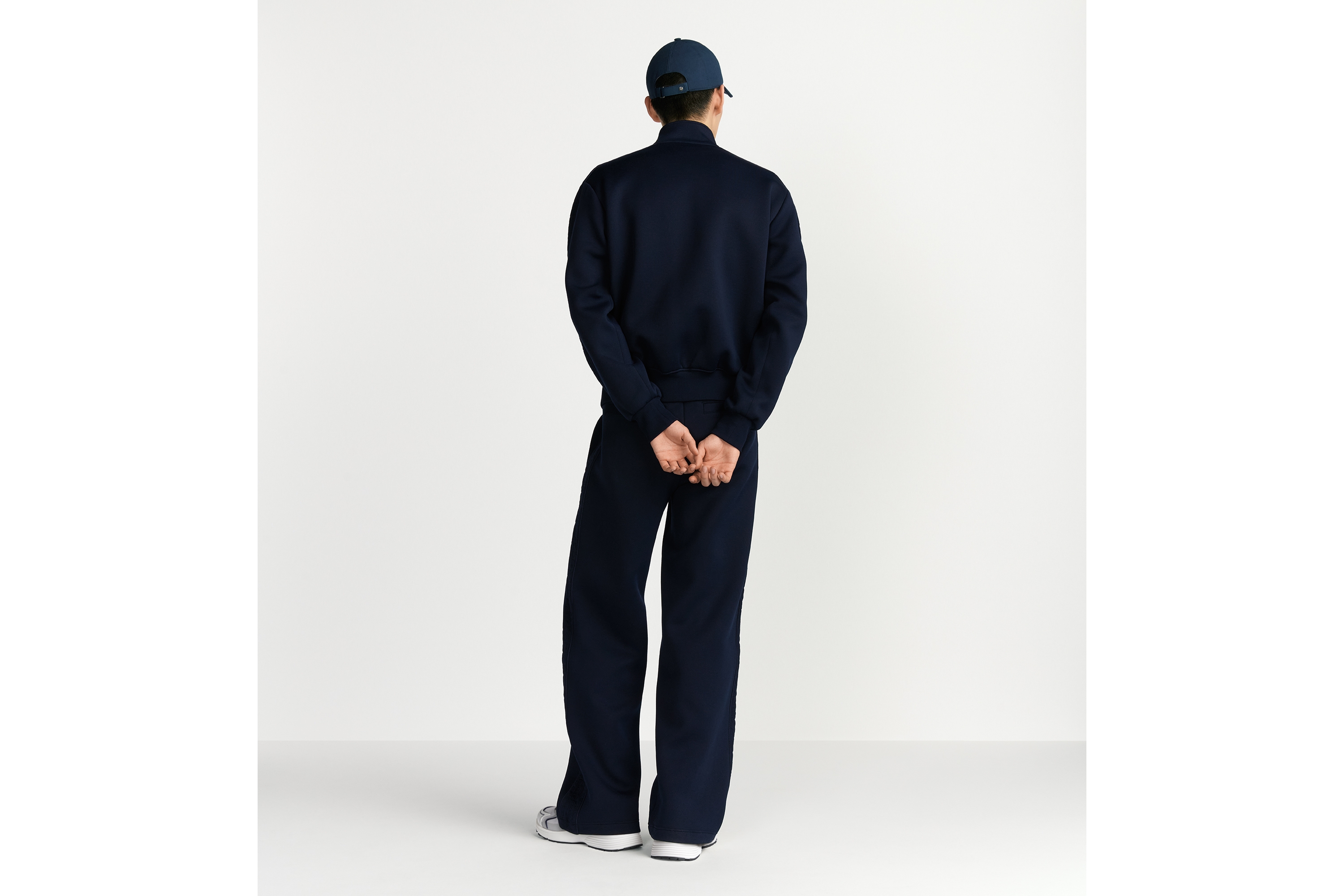 Look Dior Oblique Track Jacket Navy Blue Cotton-Blend Jersey E03