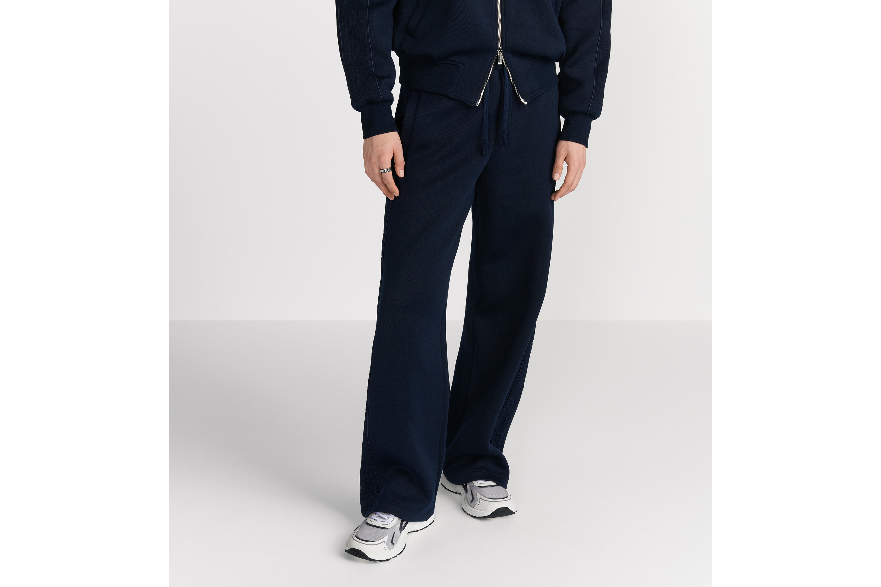Look Dior Oblique Track Pants Navy Blue Cotton-Blend Jersey E13