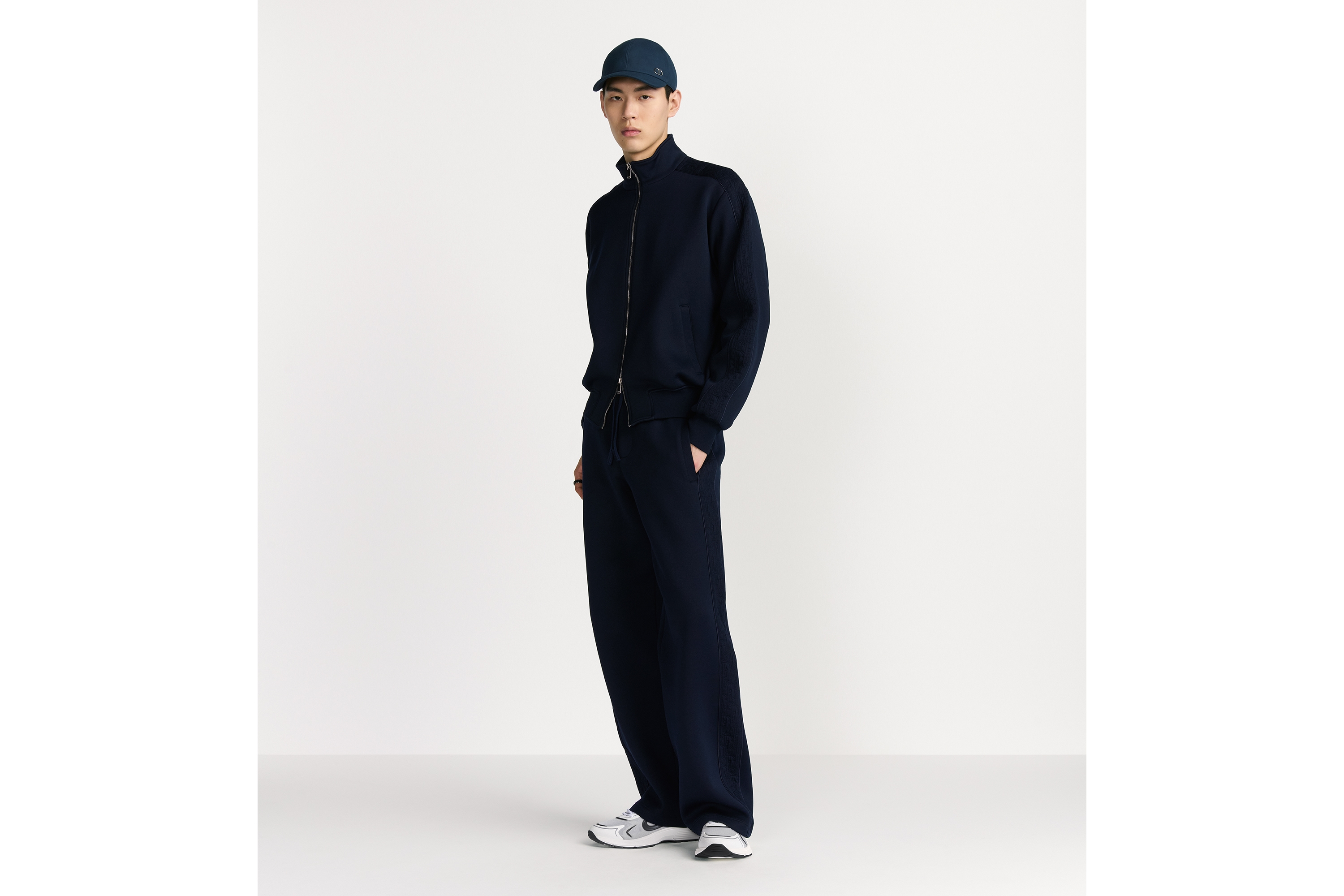 Look Dior Oblique Track Pants Navy Blue Cotton-Blend Jersey E14