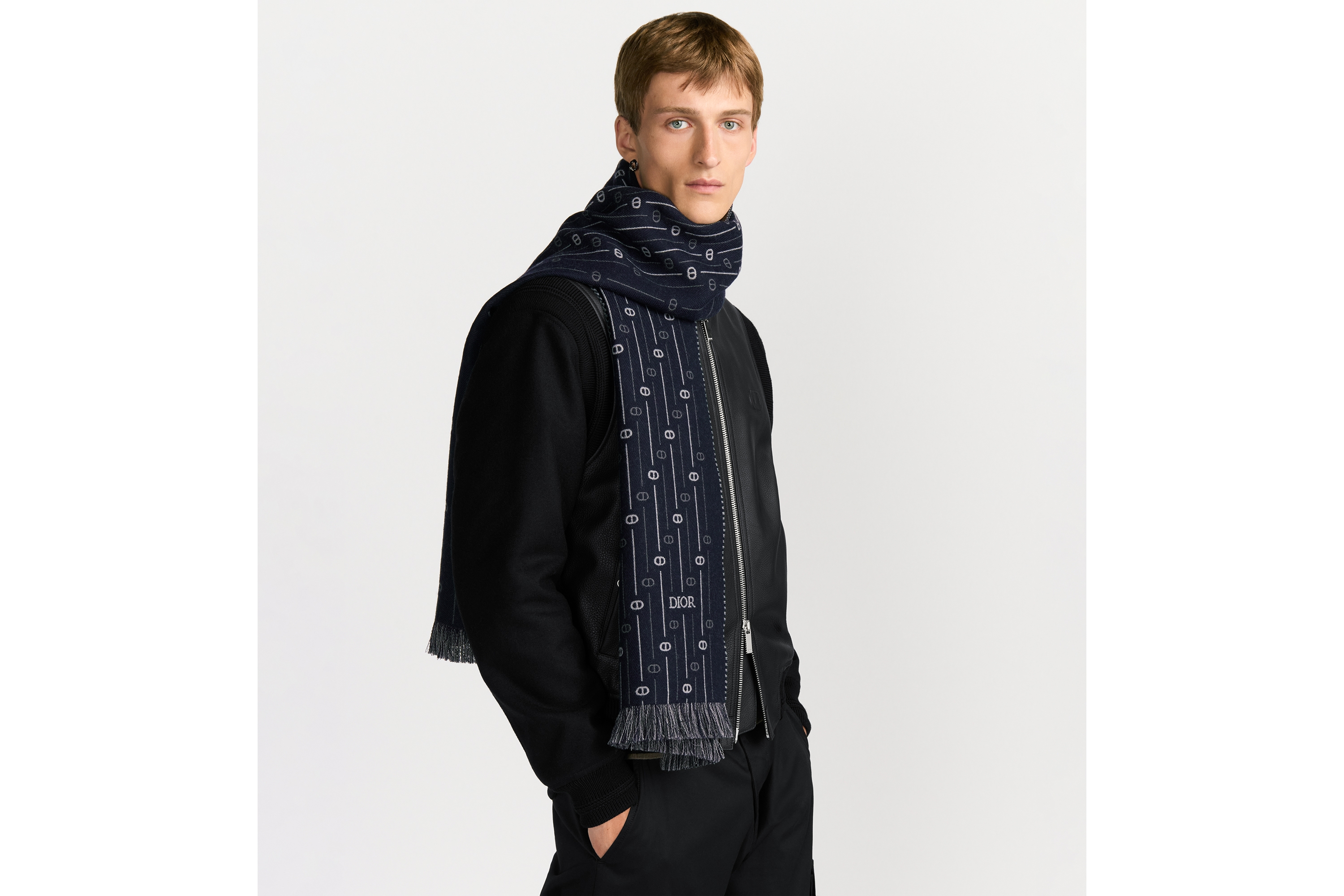 Look CD Icon Striped Scarf Deep Blue Wool E33