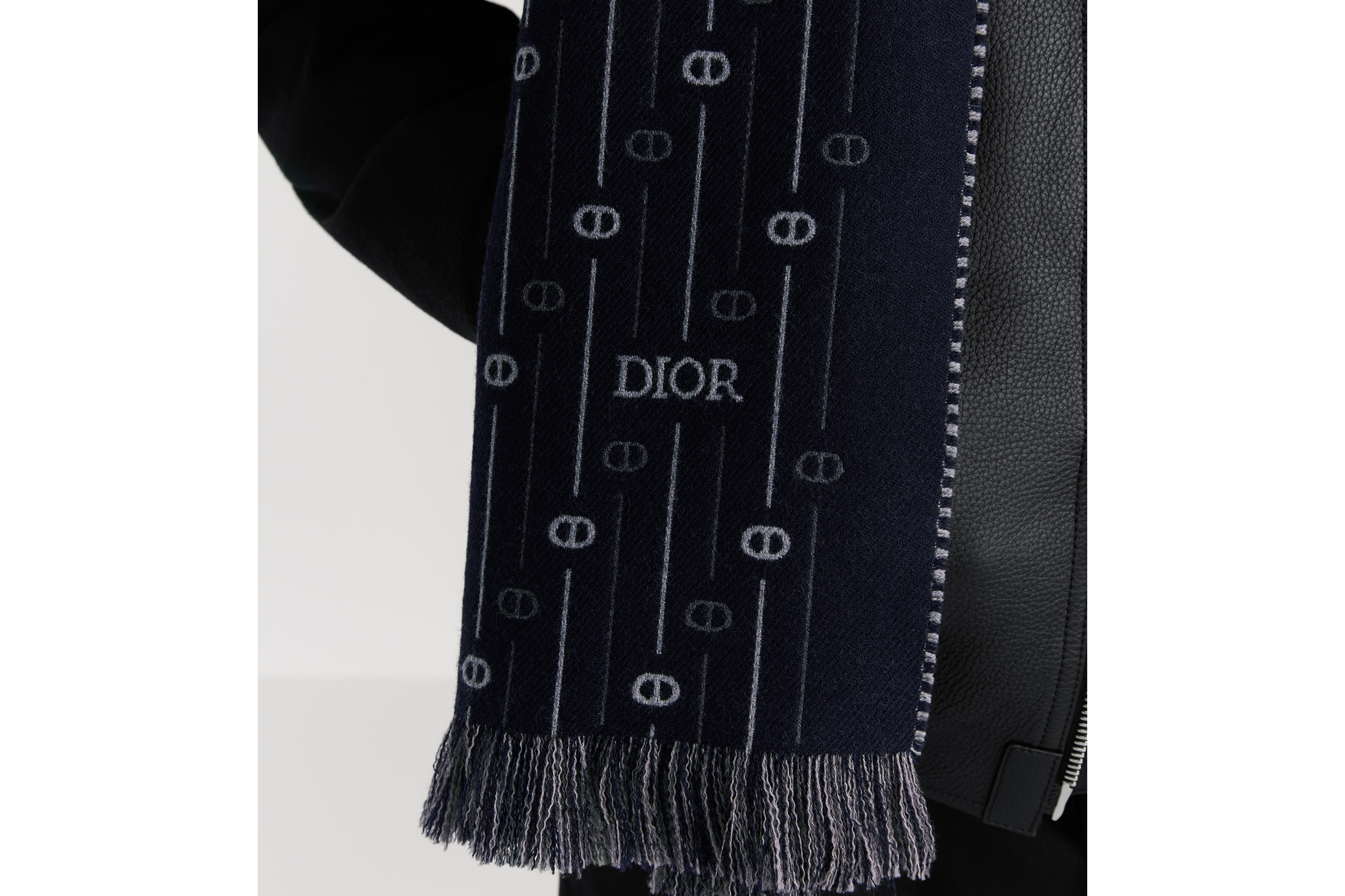 Look CD Icon Striped Scarf Deep Blue Wool E34