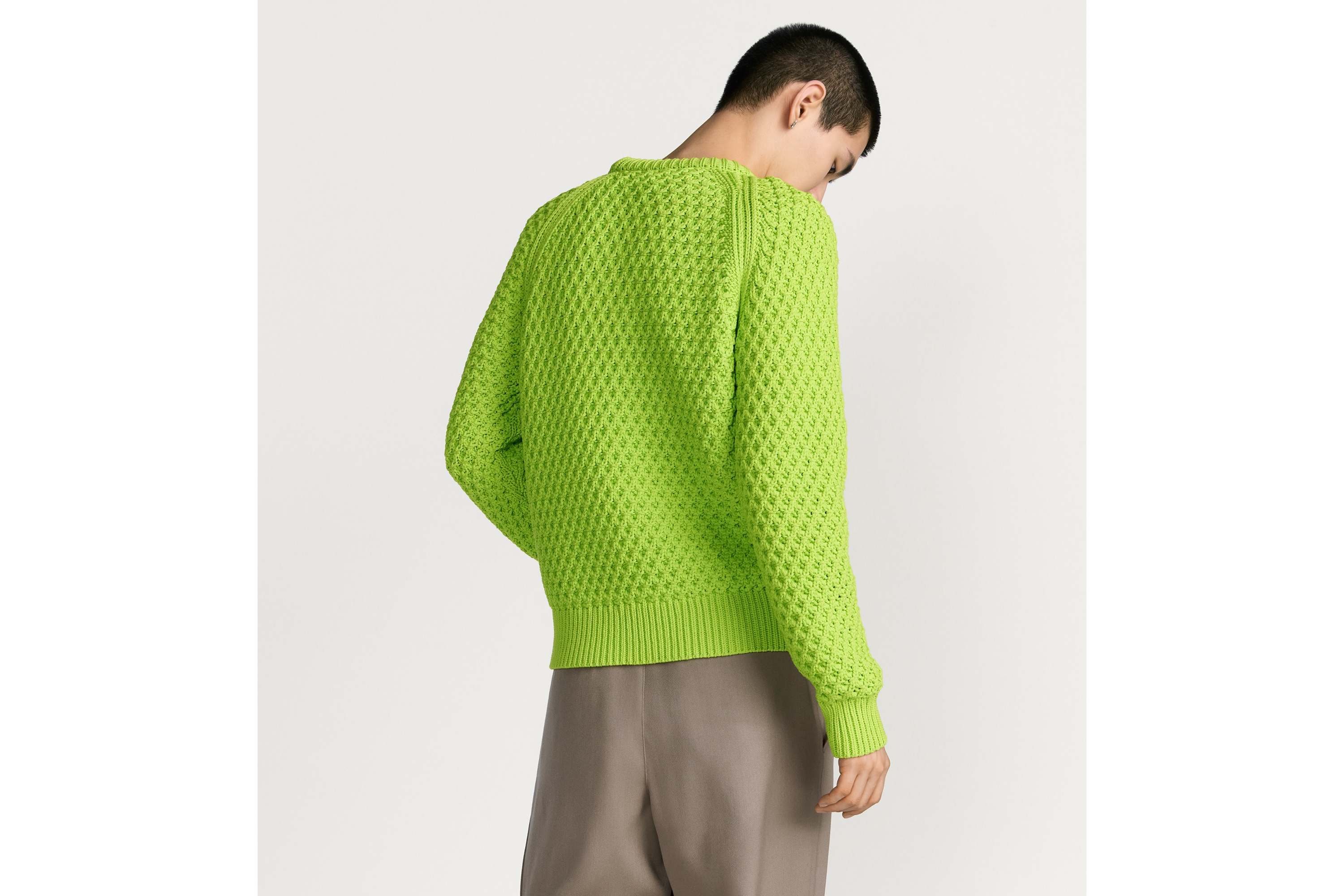 CD Box 毛衣 綠色羊毛混紡針織布 E09