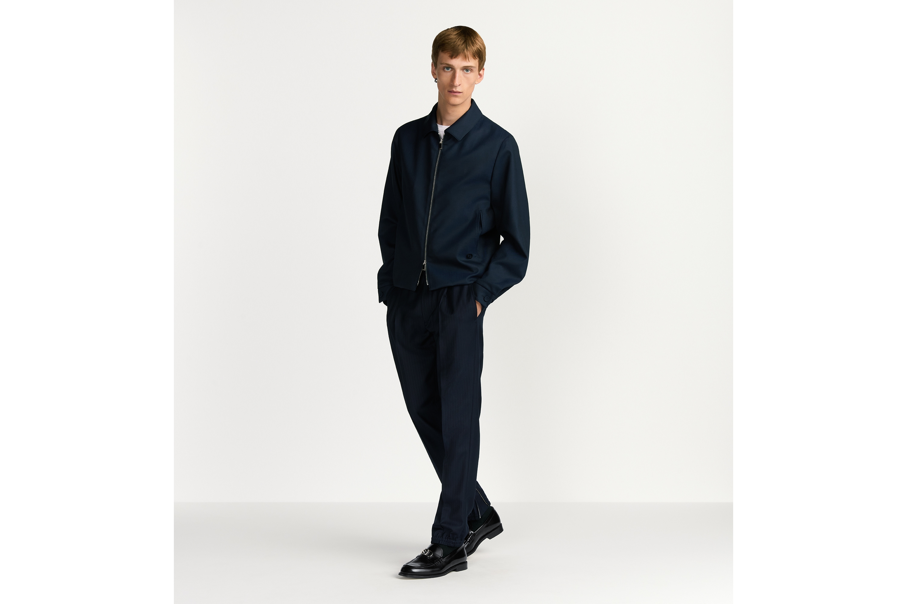 Zipped Jacket Navy Blue Virgin Wool Blend | DIOR