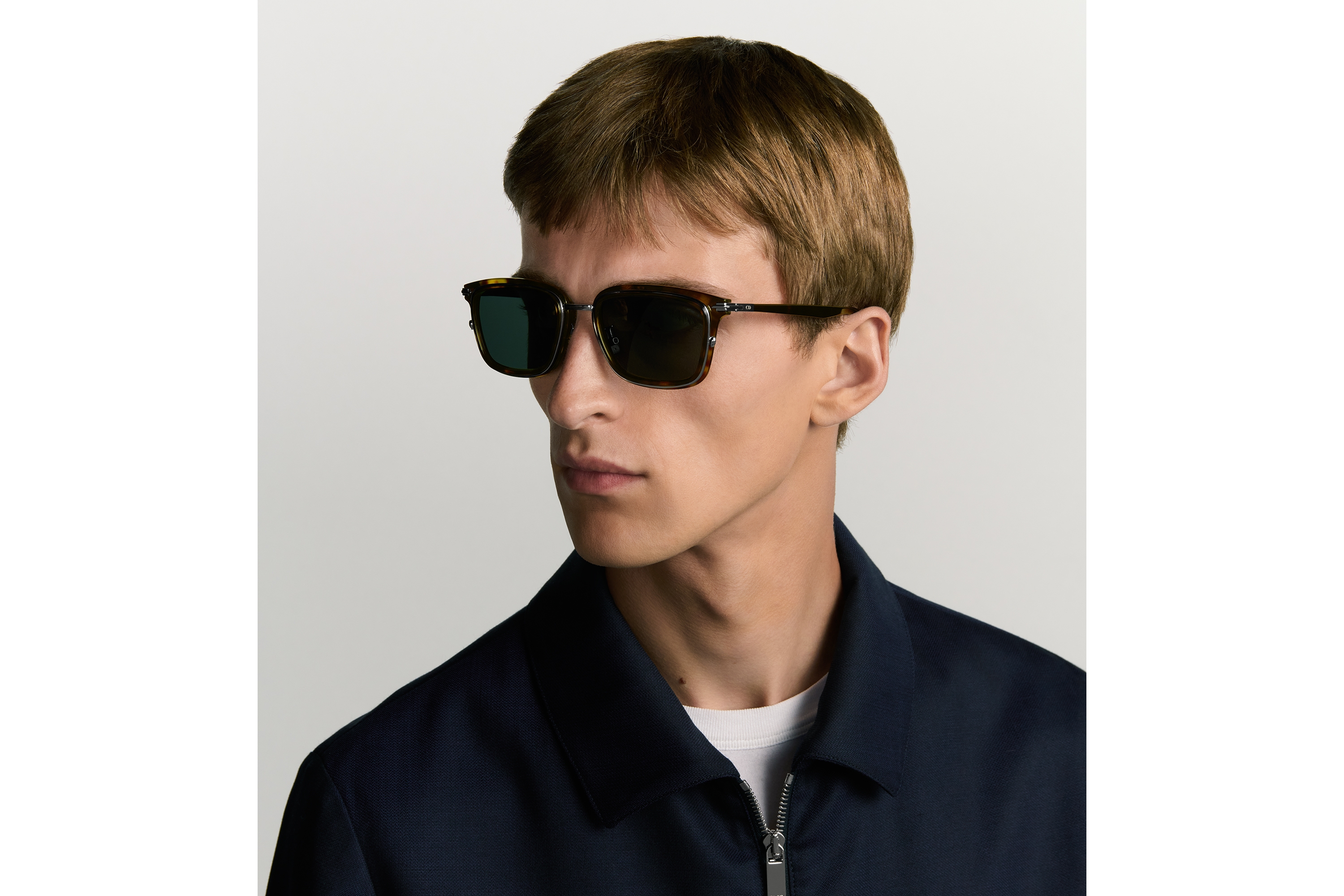 DiorBlackSuit S18F แว่นตากันแดดทรงสี่เหลี่ยมผืนผ้าสีน้ำตาลลายกระ E29