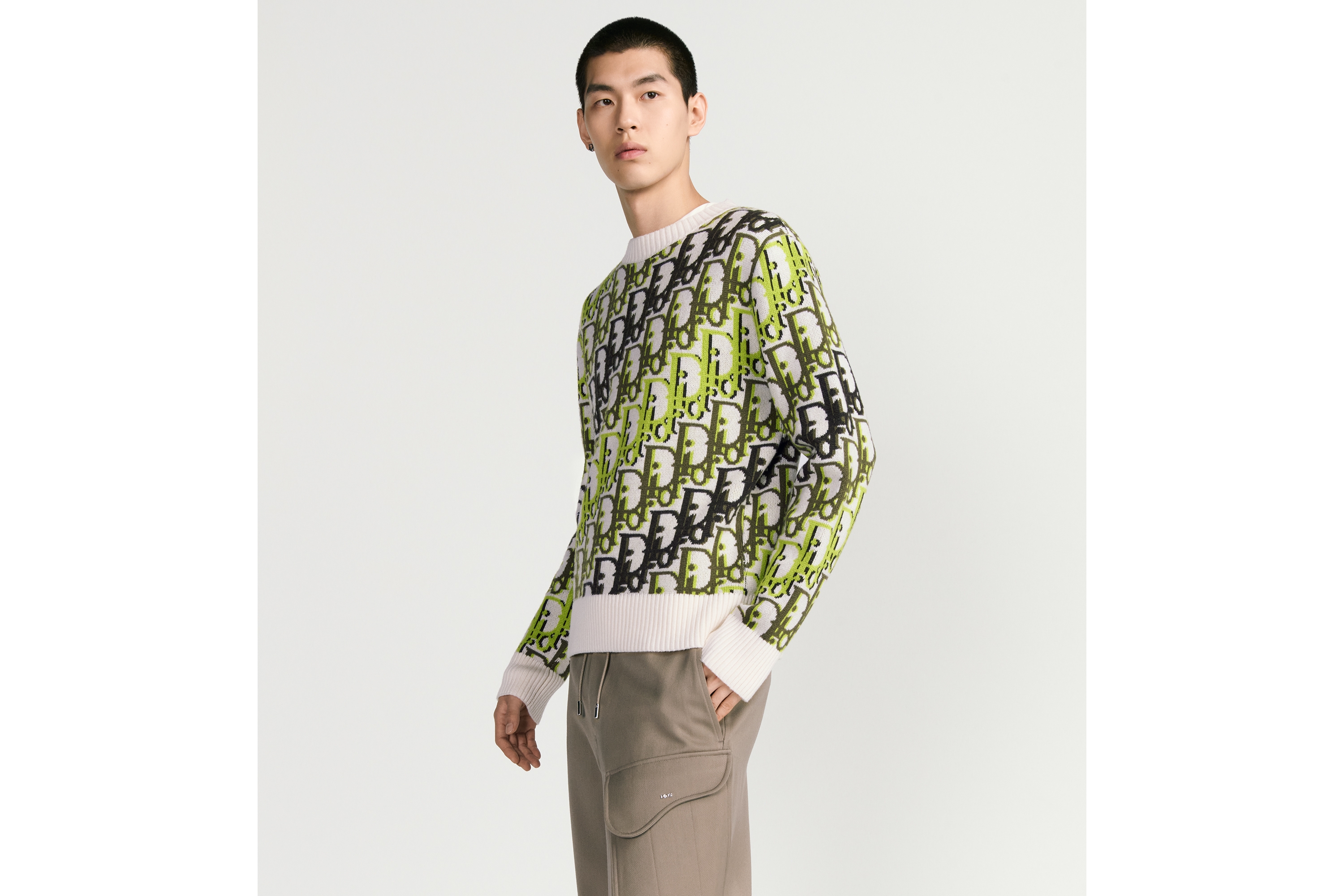 Dior Oblique 毛衣 白色羊毛緹花 E01