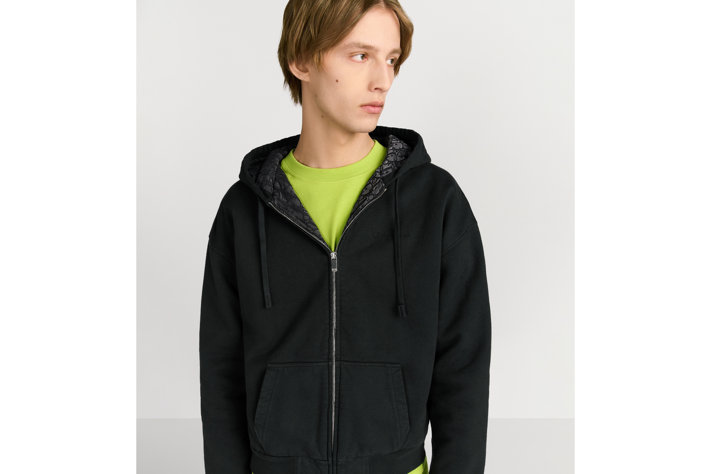 フード付き スウェットシャツ ディオール オブリーク コットンフリース E01